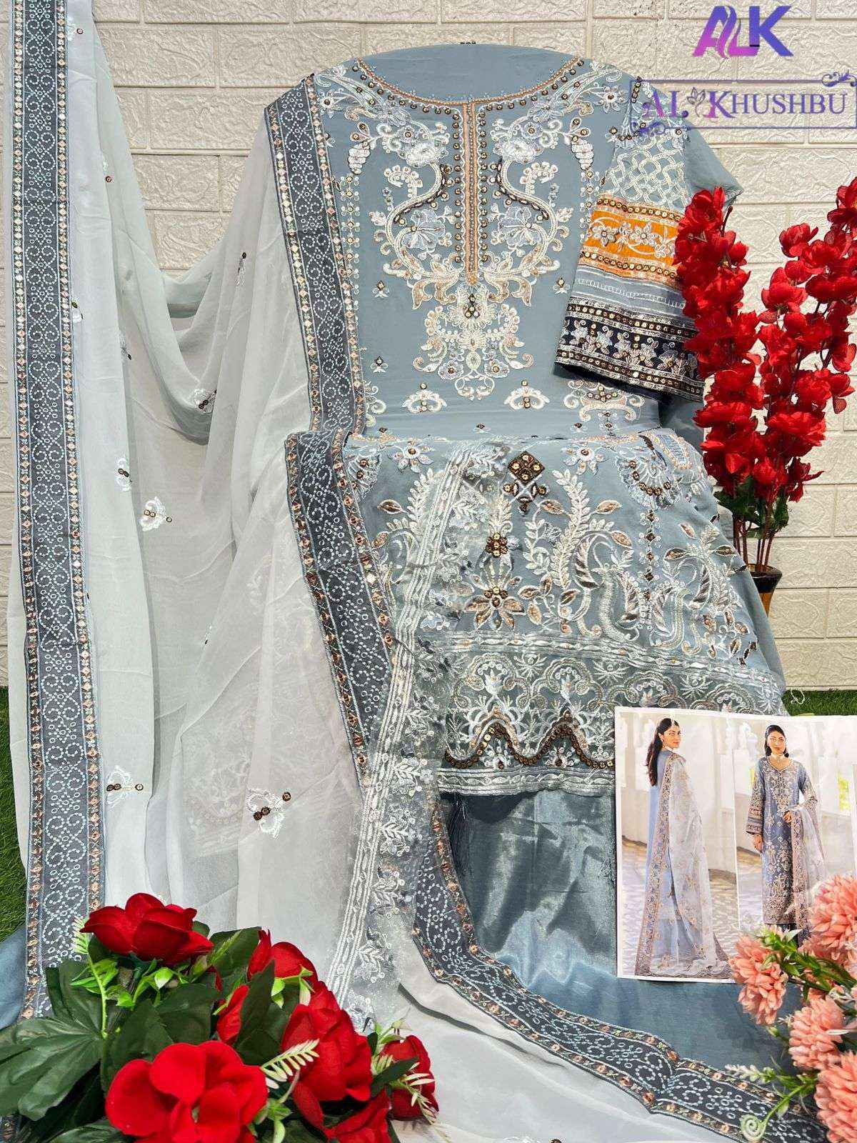 Al Khushbu Agha Noor 2 Georgette Pakistani suits Wholesale Price ( 3 pcs Catalogue )