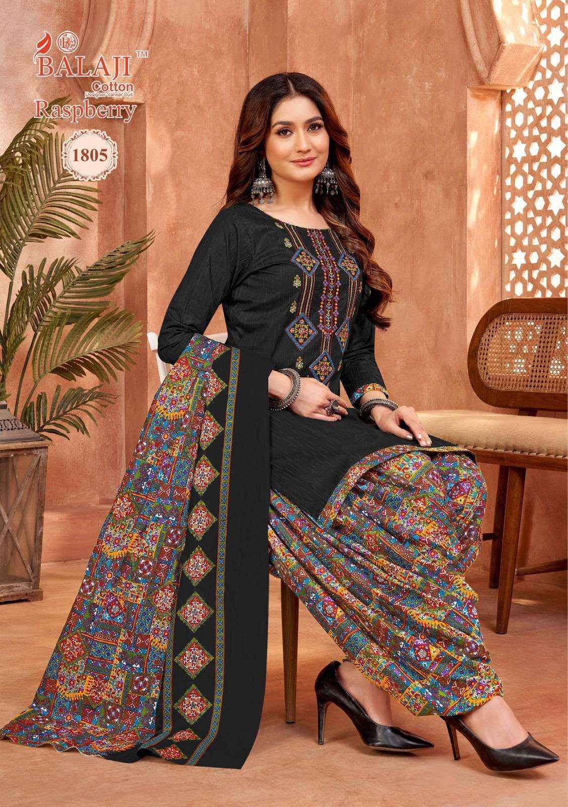 BALAJI COTTON RASPBERRY VOL 18 WHOILESALE COTTON WITH WORK SALWAR SUIT ( 12 PCS CATALOG )