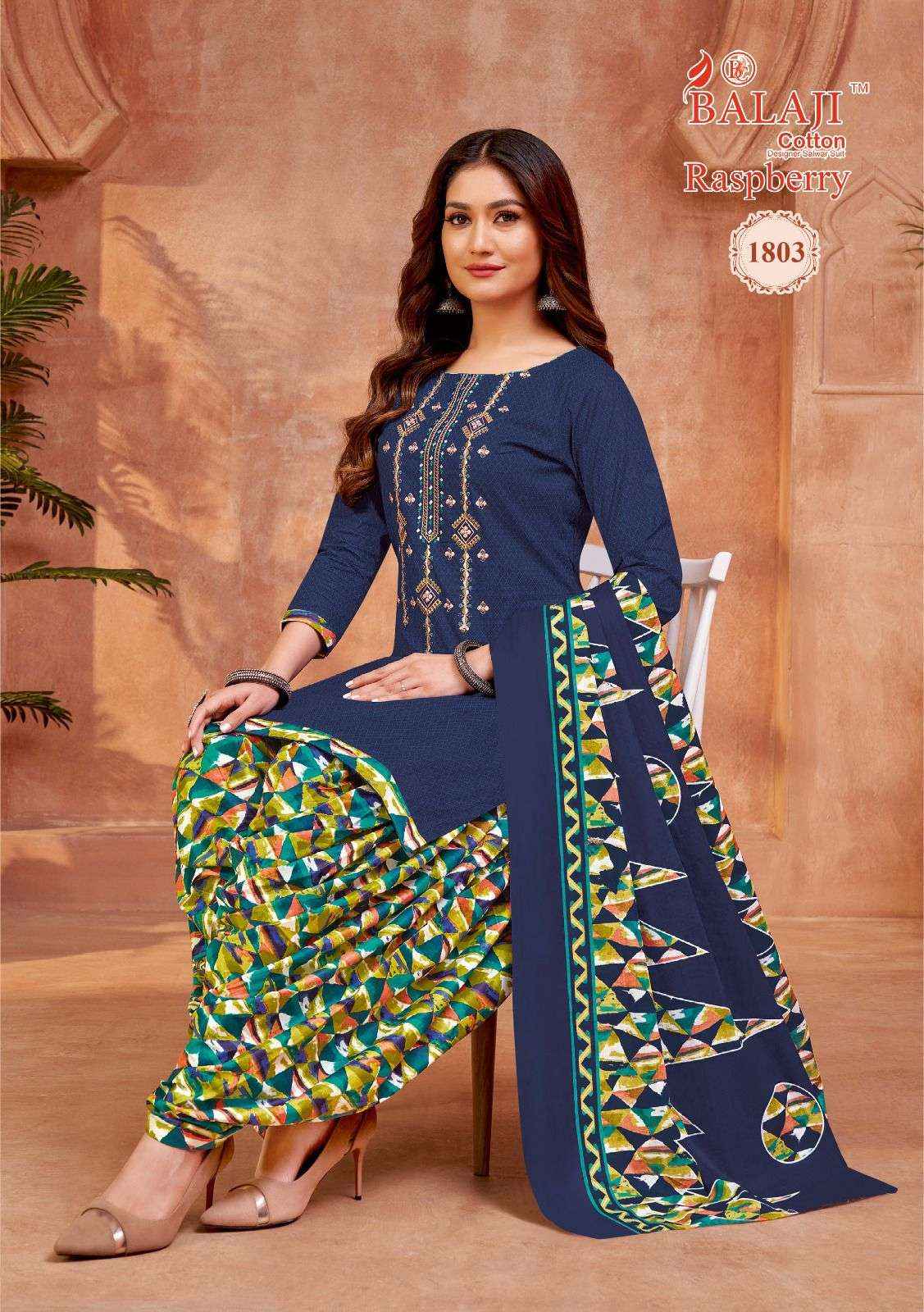 BALAJI COTTON RASPBERRY VOL 18 WHOILESALE COTTON WITH WORK SALWAR SUIT ( 12 PCS CATALOG )