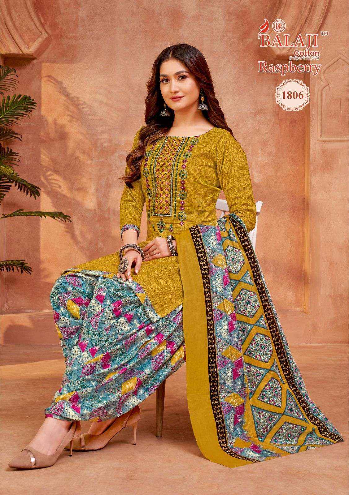 BALAJI COTTON RASPBERRY VOL 18 WHOILESALE COTTON WITH WORK SALWAR SUIT ( 12 PCS CATALOG )