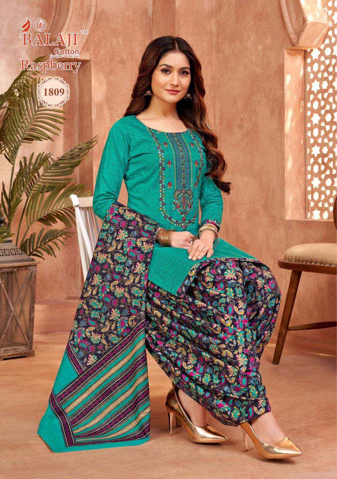 BALAJI COTTON RASPBERRY VOL 18 WHOILESALE COTTON WITH WORK SALWAR SUIT ( 12 PCS CATALOG )