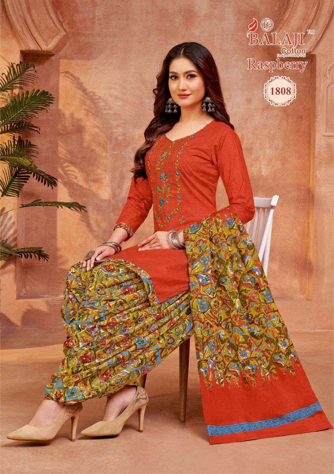 BALAJI COTTON RASPBERRY VOL 18 WHOILESALE COTTON WITH WORK SALWAR SUIT ( 12 PCS CATALOG )
