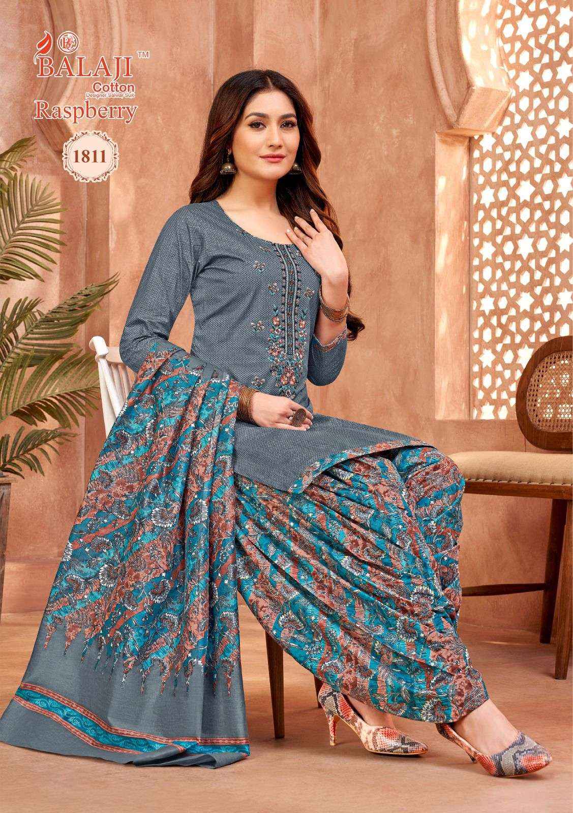 BALAJI COTTON RASPBERRY VOL 18 WHOILESALE COTTON WITH WORK SALWAR SUIT ( 12 PCS CATALOG )