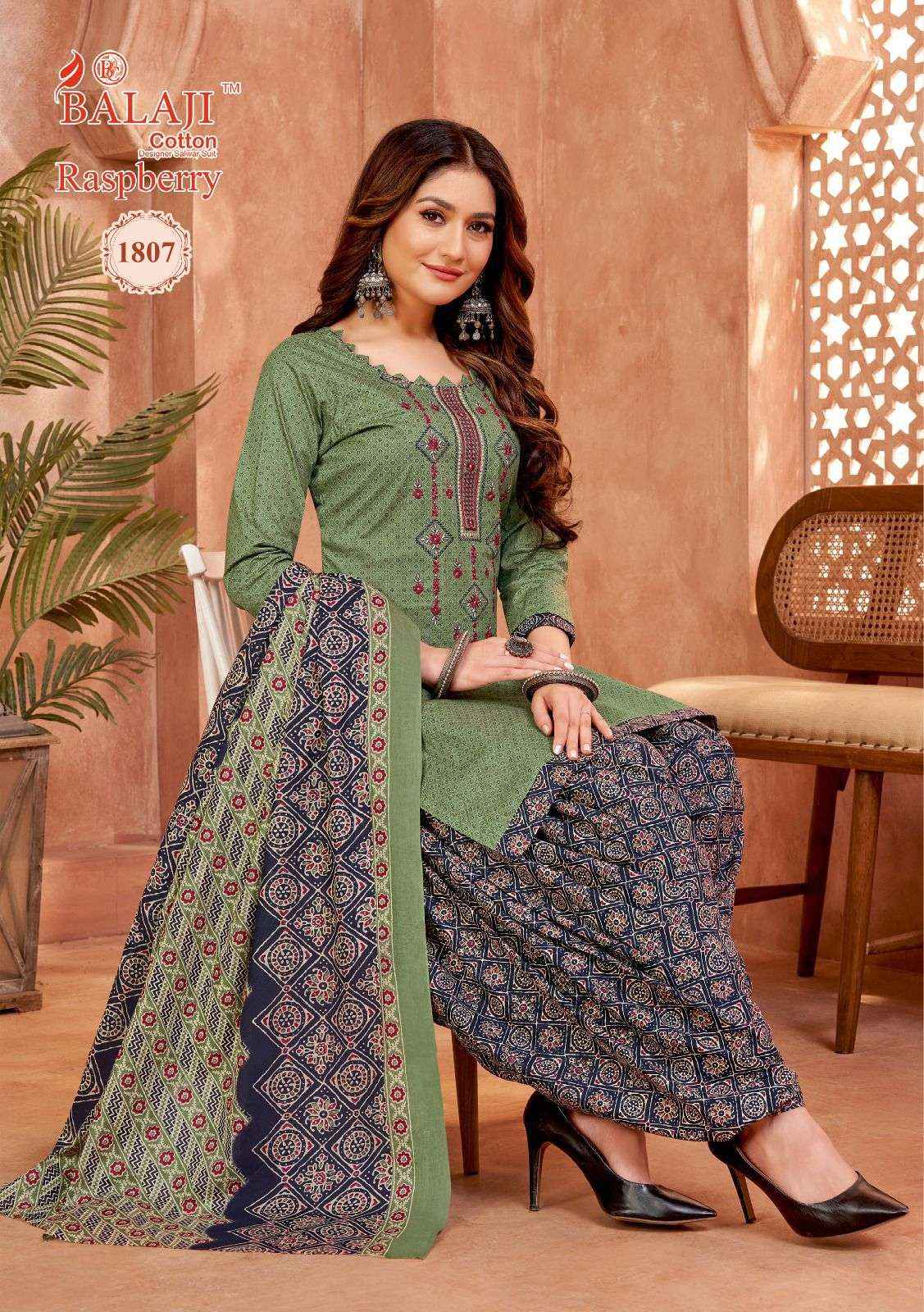 BALAJI COTTON RASPBERRY VOL 18 WHOILESALE COTTON WITH WORK SALWAR SUIT ( 12 PCS CATALOG )