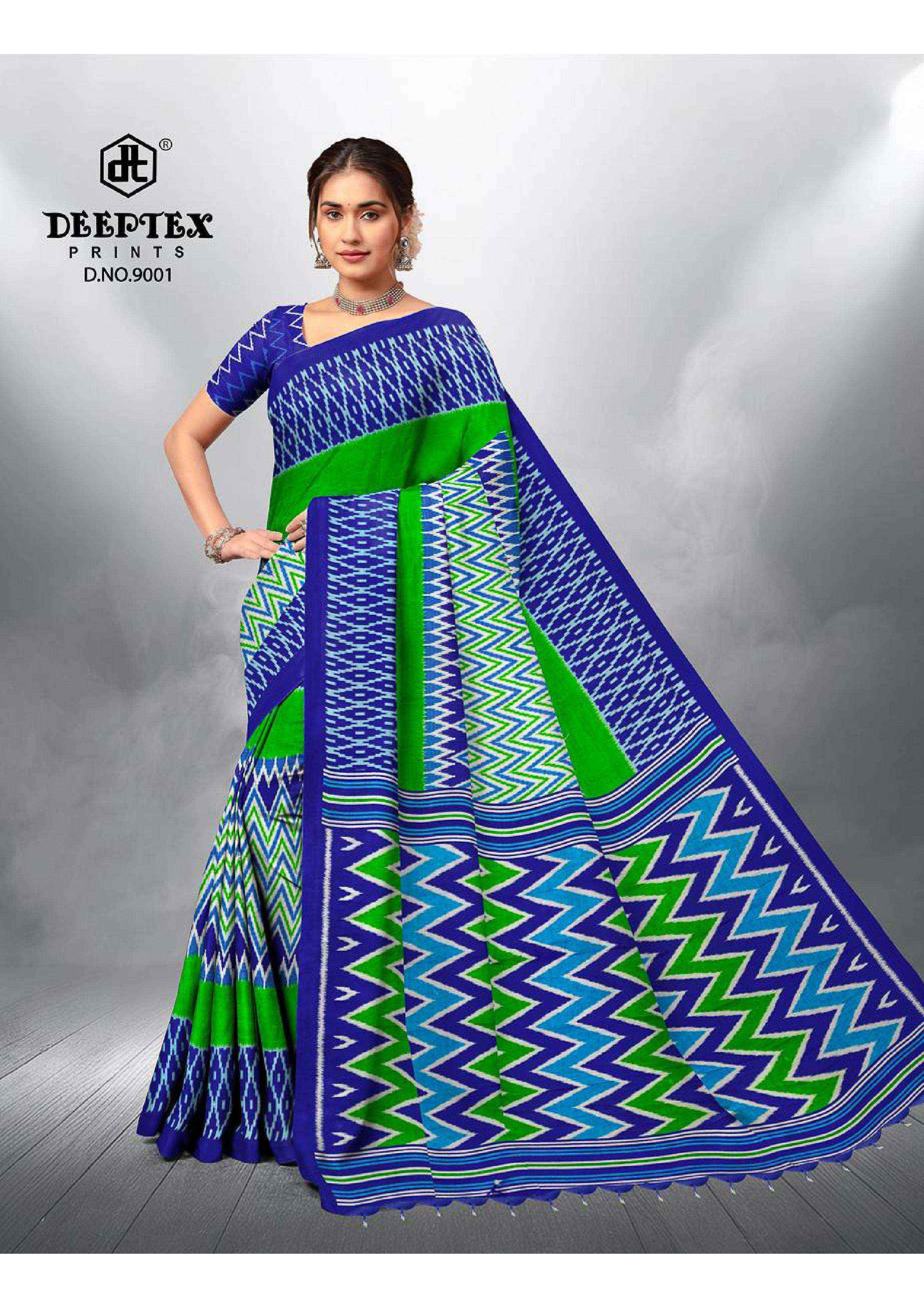 DEEPTEX PRINTS IKKAT SPECIAL VOL 9 PURE COTTON PRINTED SAREES ( 10 PCS CATALOGUE )