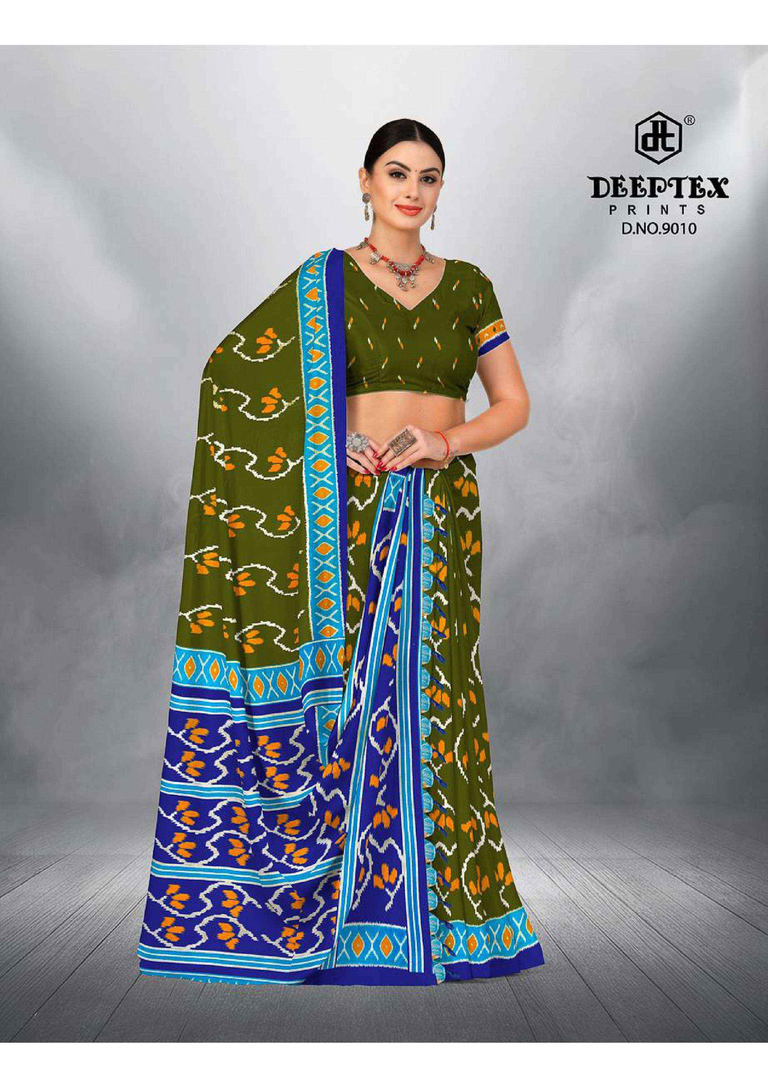 DEEPTEX PRINTS IKKAT SPECIAL VOL 9 PURE COTTON PRINTED SAREES ( 10 PCS CATALOGUE )