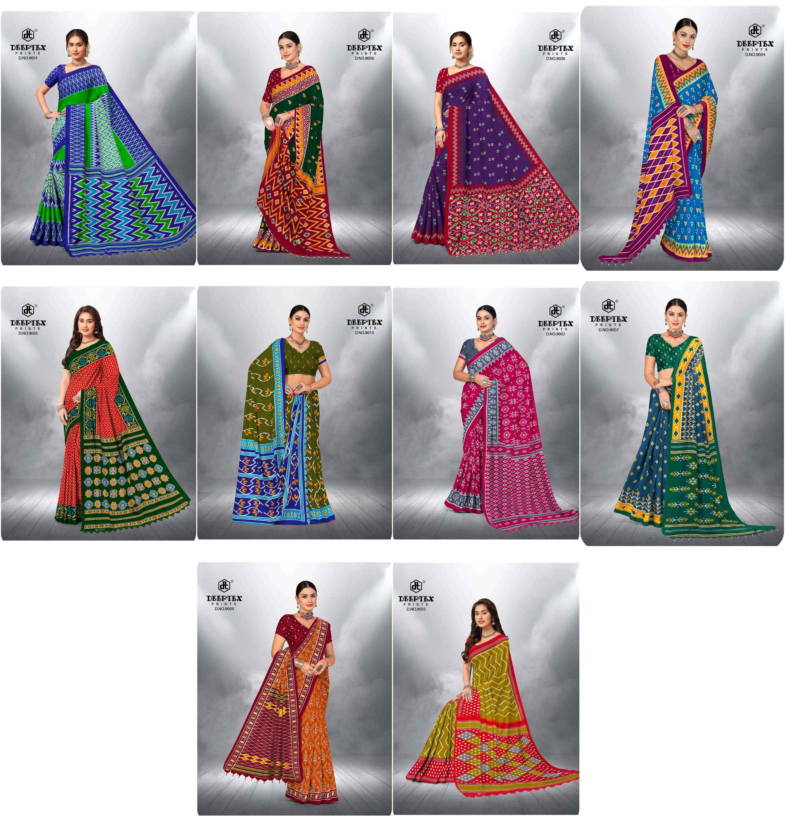 DEEPTEX PRINTS IKKAT SPECIAL VOL 9 PURE COTTON PRINTED SAREES ( 10 PCS CATALOGUE )