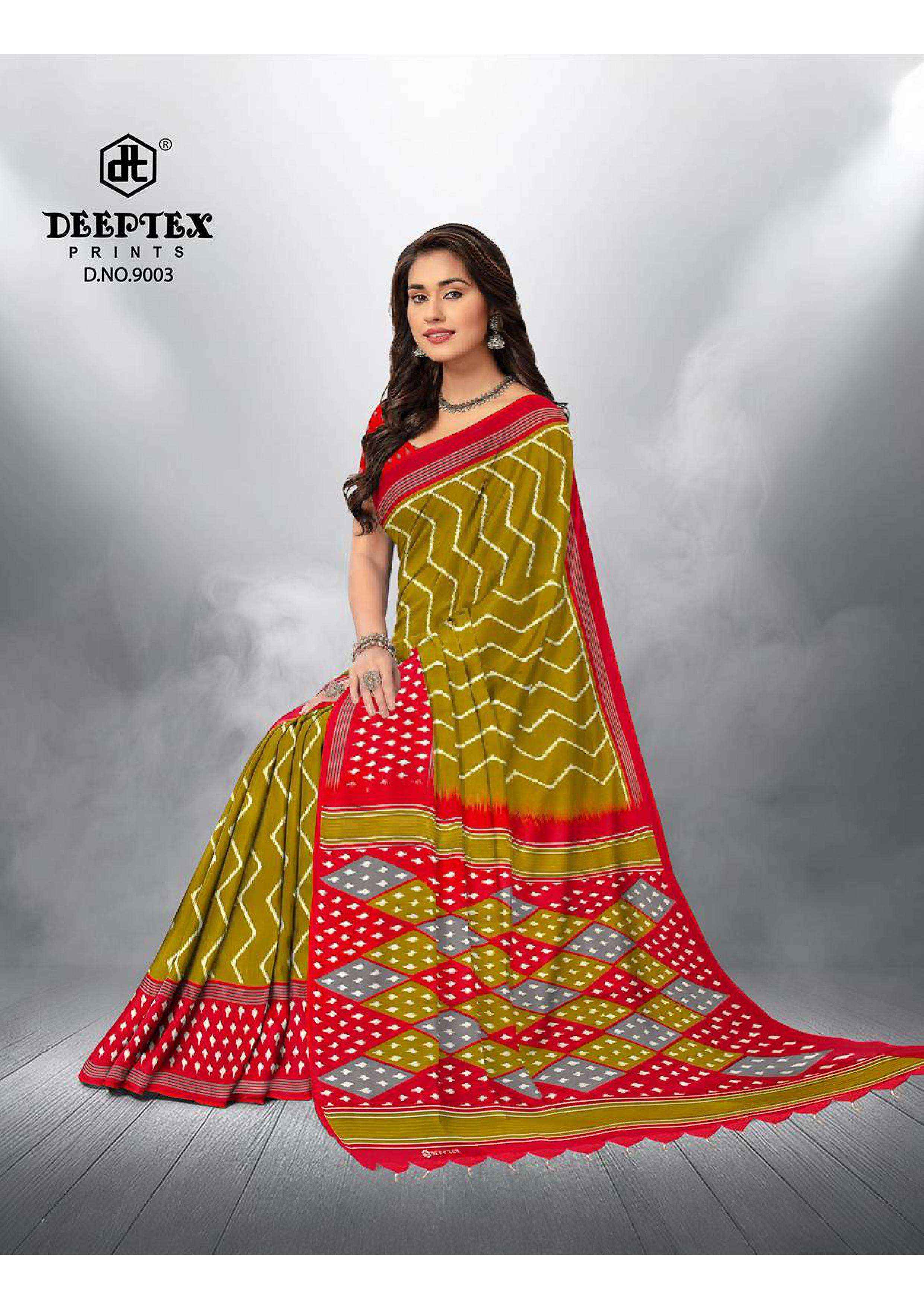 DEEPTEX PRINTS IKKAT SPECIAL VOL 9 PURE COTTON PRINTED SAREES ( 10 PCS CATALOGUE )