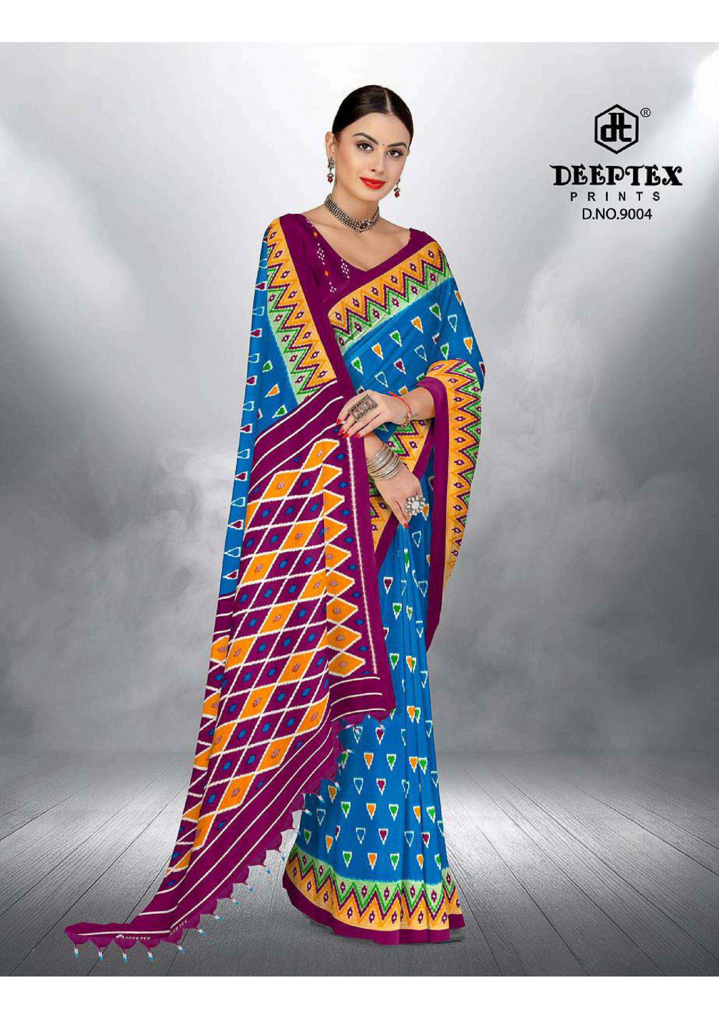 DEEPTEX PRINTS IKKAT SPECIAL VOL 9 PURE COTTON PRINTED SAREES ( 10 PCS CATALOGUE )