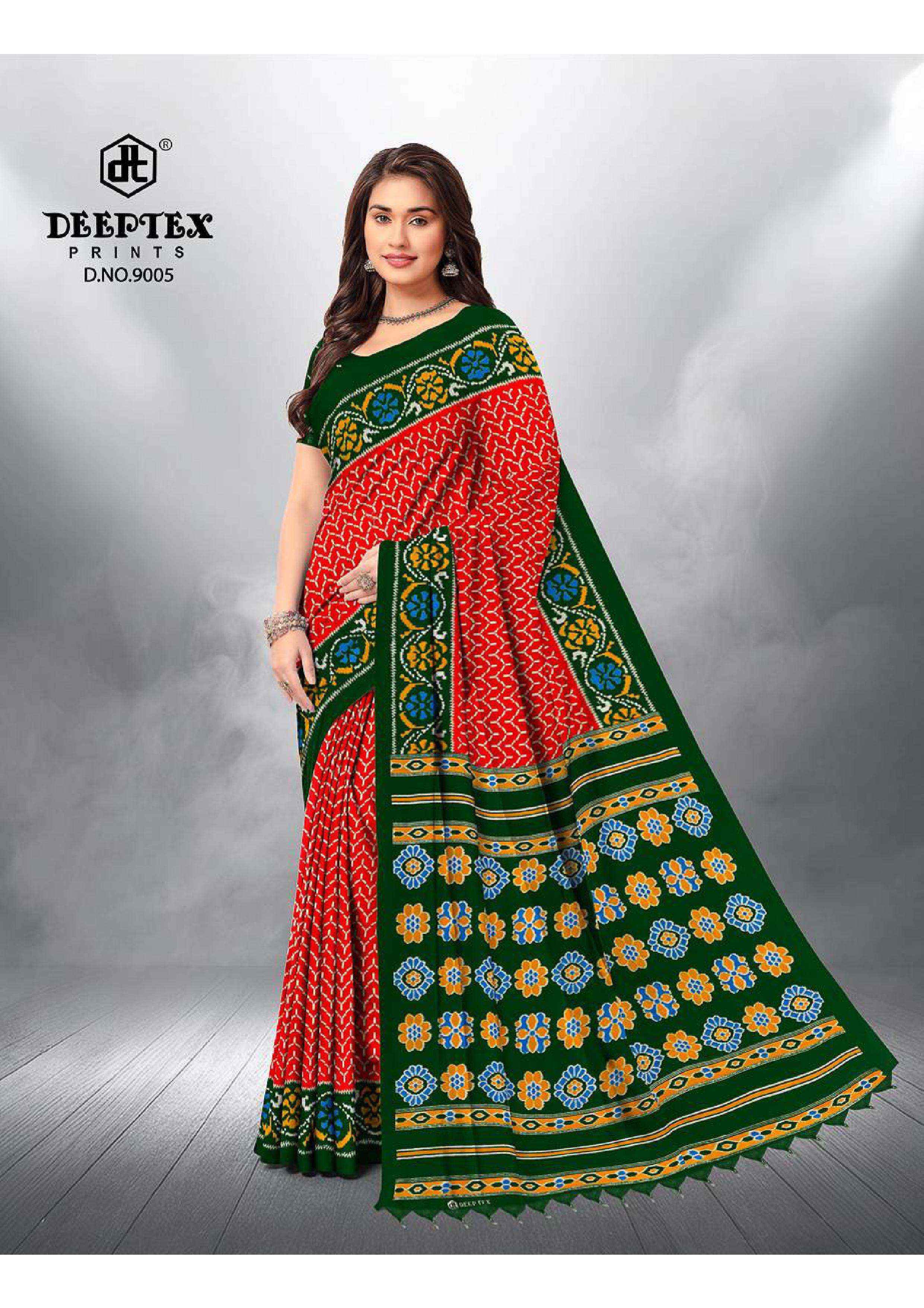 DEEPTEX PRINTS IKKAT SPECIAL VOL 9 PURE COTTON PRINTED SAREES ( 10 PCS CATALOGUE )