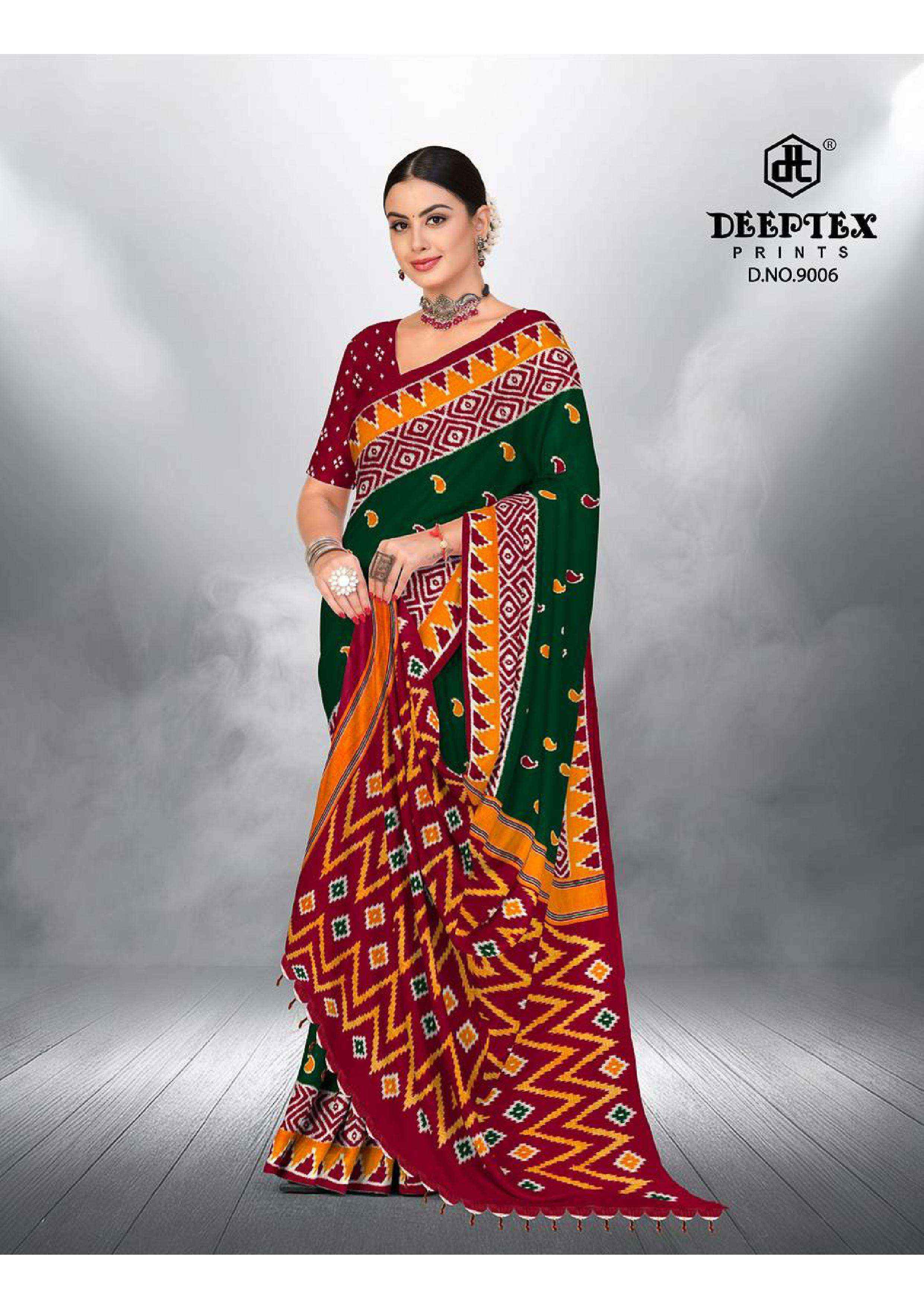 DEEPTEX PRINTS IKKAT SPECIAL VOL 9 PURE COTTON PRINTED SAREES ( 10 PCS CATALOGUE )