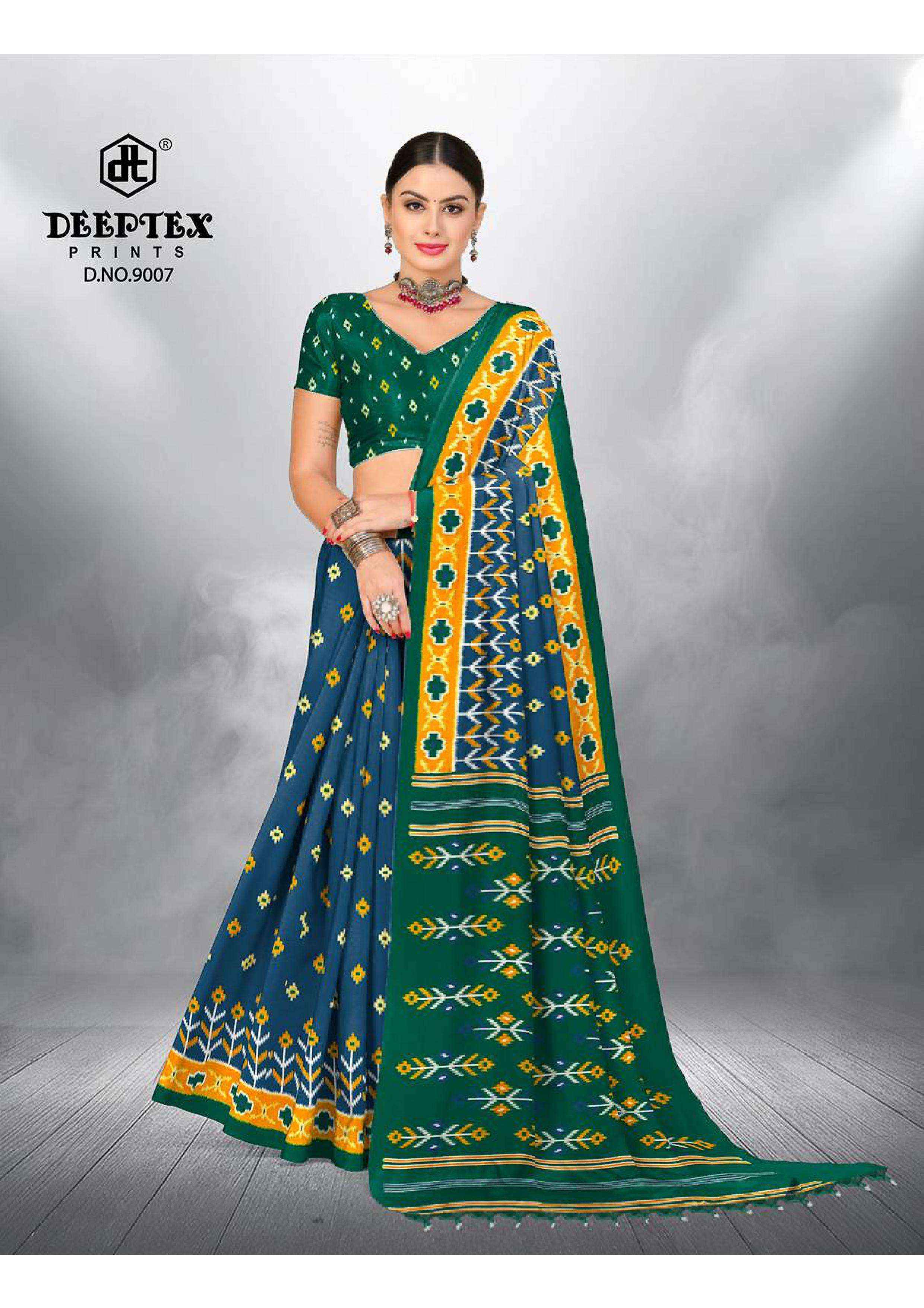DEEPTEX PRINTS IKKAT SPECIAL VOL 9 PURE COTTON PRINTED SAREES ( 10 PCS CATALOGUE )