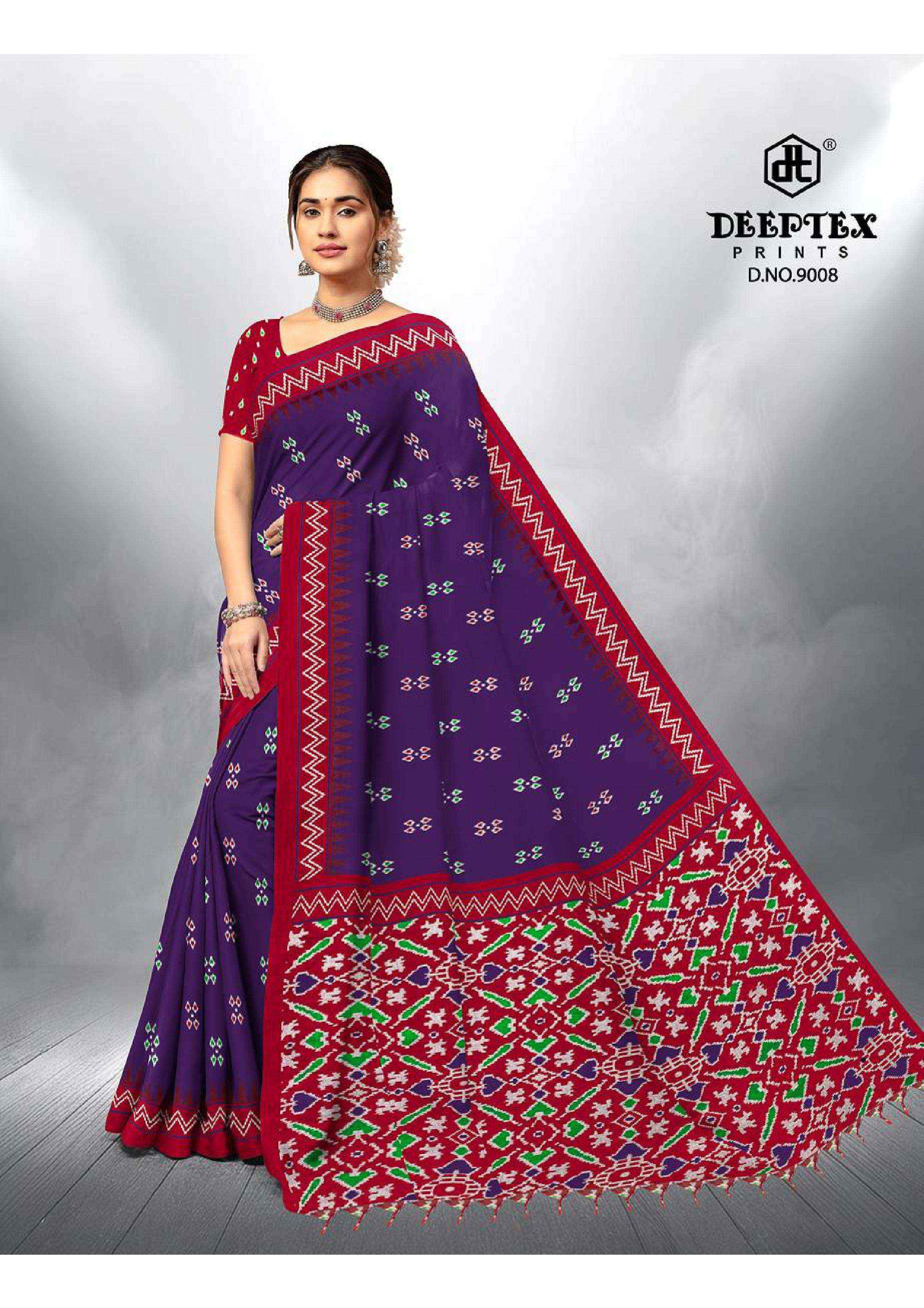 DEEPTEX PRINTS IKKAT SPECIAL VOL 9 PURE COTTON PRINTED SAREES ( 10 PCS CATALOGUE )