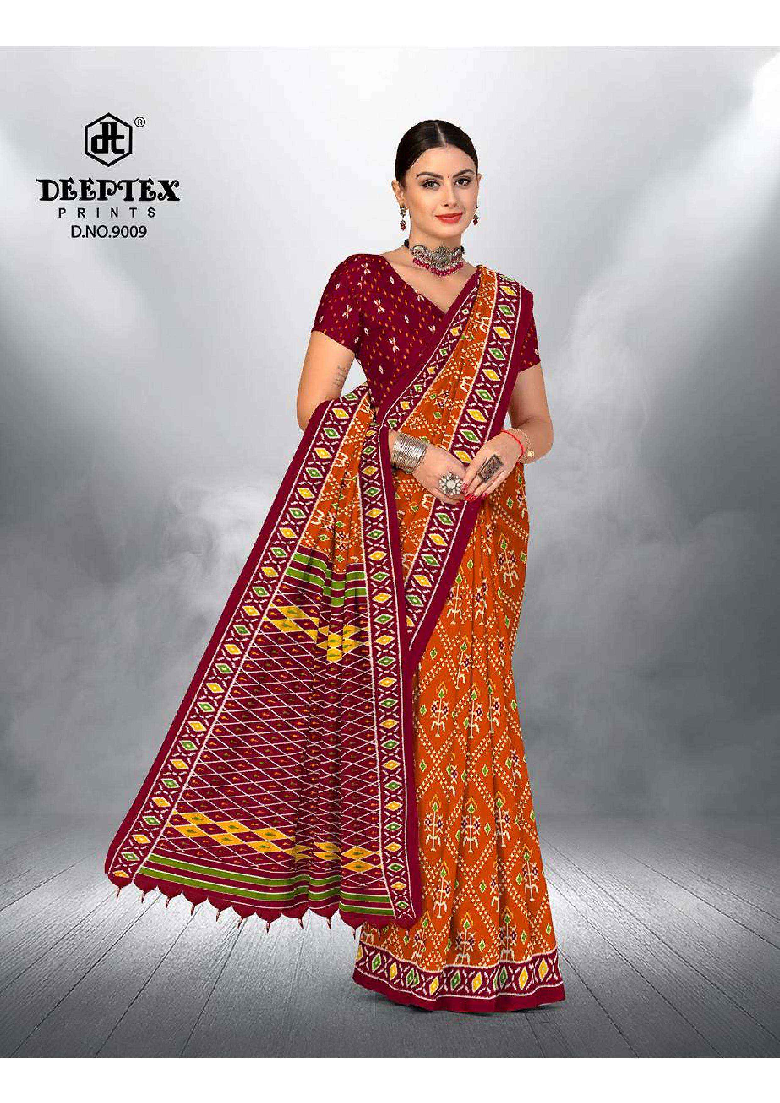 DEEPTEX PRINTS IKKAT SPECIAL VOL 9 PURE COTTON PRINTED SAREES ( 10 PCS CATALOGUE )