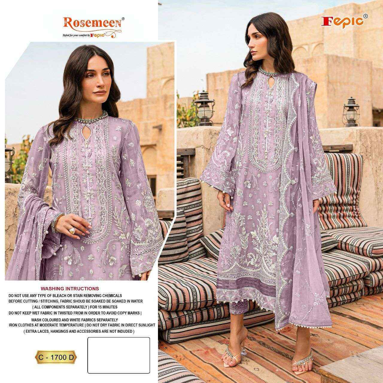 Fepic Rosemeen C 1700 Georgette Dress Material Wholesale Price ( 4 Pcs Catalog )