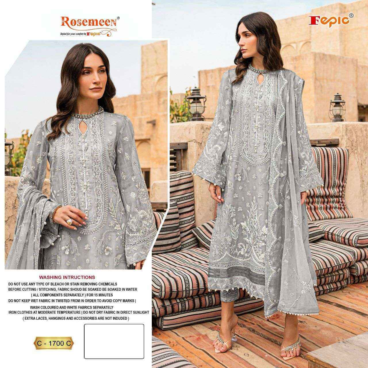 Fepic Rosemeen C 1700 Georgette Dress Material Wholesale Price ( 4 Pcs Catalog )