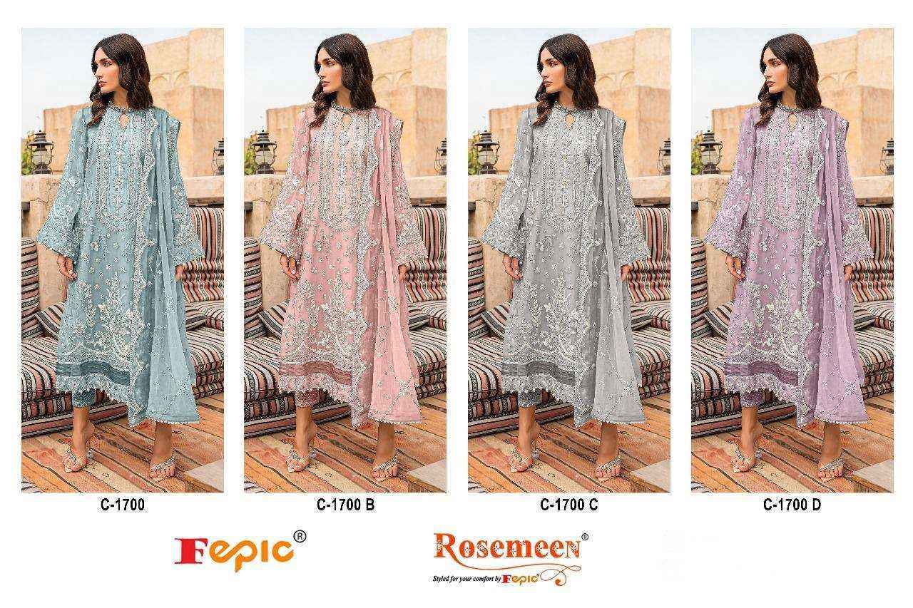 Fepic Rosemeen C 1700 Georgette Dress Material Wholesale Price ( 4 Pcs Catalog )