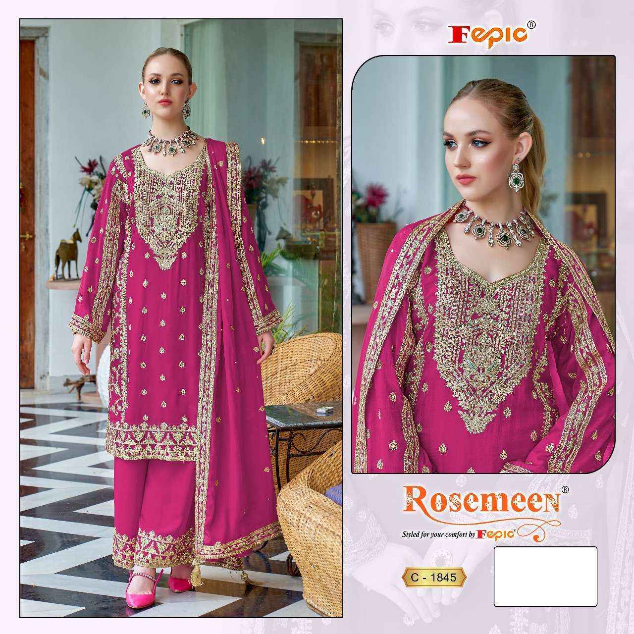 Fepic Rosemeen C 1845 Wholesale Chinon Dress Material ( 3 pcs Catalogue )