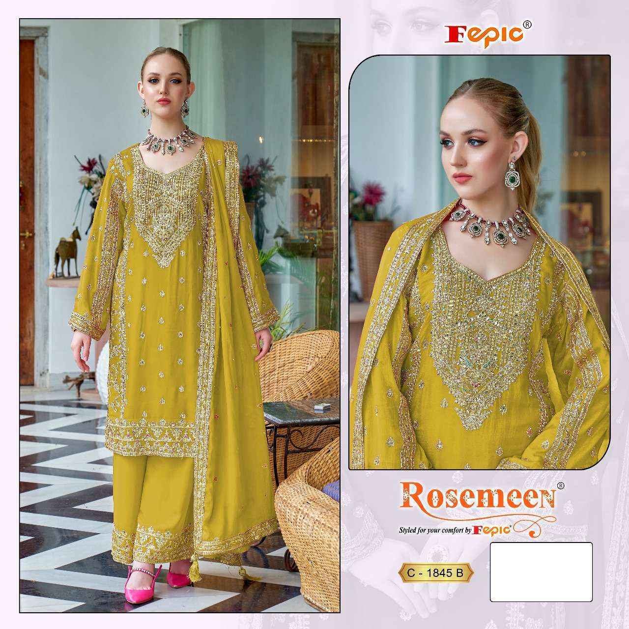 Fepic Rosemeen C 1845 Wholesale Chinon Dress Material ( 3 pcs Catalogue )