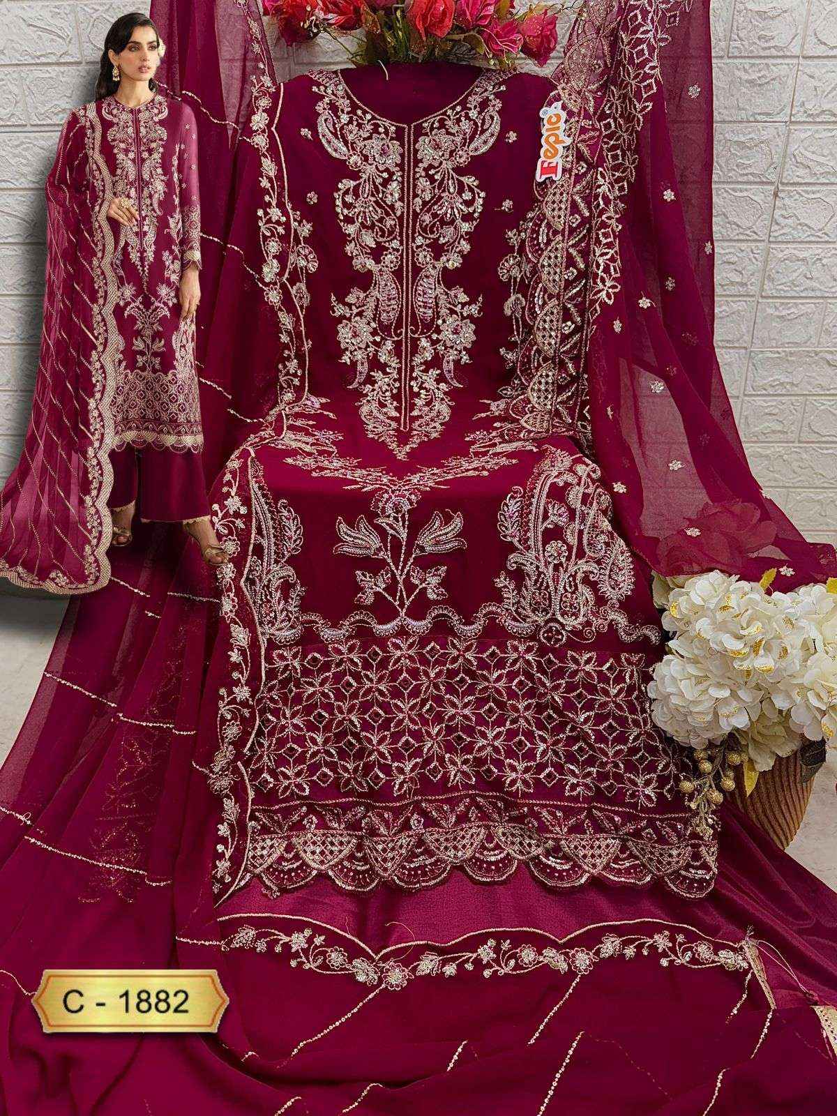 FEPIC ROSEMEEN C 1882 GEORGETTE EMBROIDERED PAKISTANI SUIT DRESS MATERIAL WHOLESALE PRICE ( 3 PCS CATALOG )
