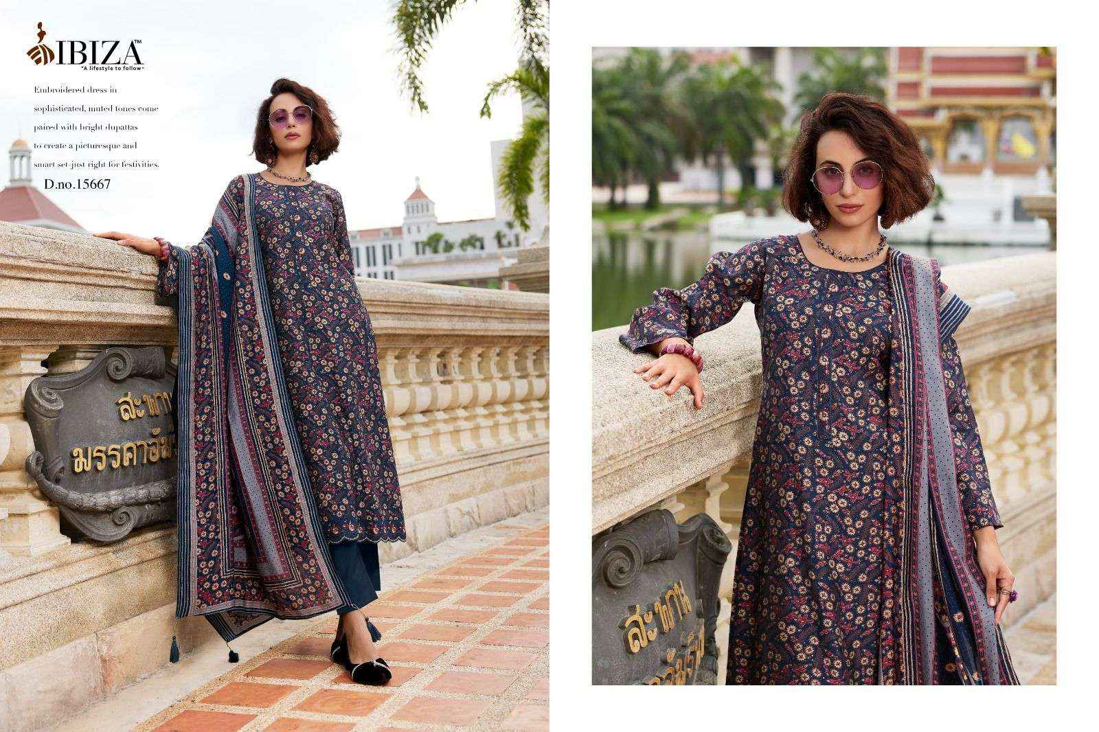IBIZA AJRAKH STORY VISCOSE PRINT WITH EMBROIDERY SUIT DRESS MATERIAL WHOLESALE PRICE ( 8 PCS CATALOG )