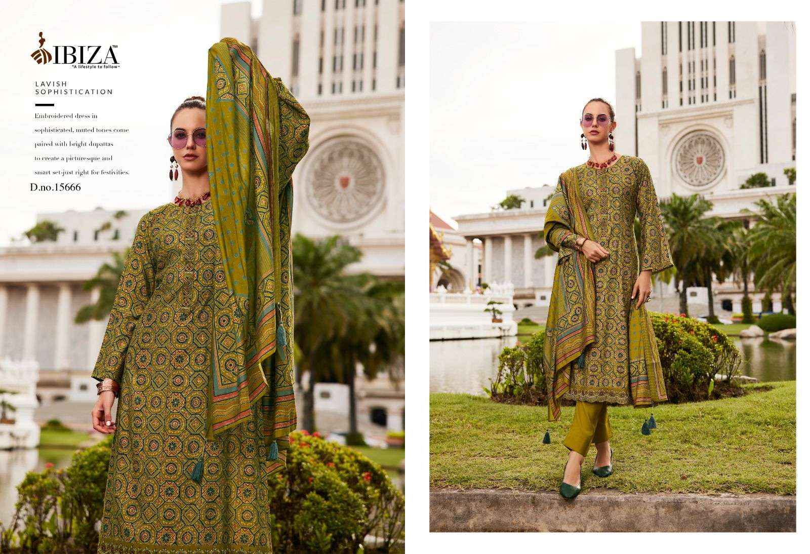 IBIZA AJRAKH STORY VISCOSE PRINT WITH EMBROIDERY SUIT DRESS MATERIAL WHOLESALE PRICE ( 8 PCS CATALOG )