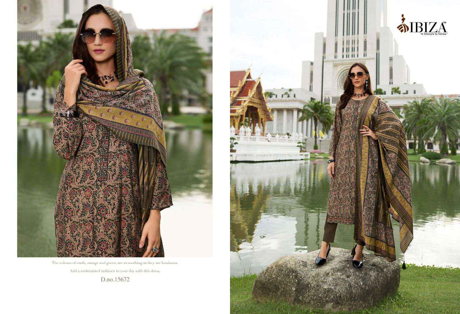 IBIZA AJRAKH STORY VISCOSE PRINT WITH EMBROIDERY SUIT DRESS MATERIAL WHOLESALE PRICE ( 8 PCS CATALOG )