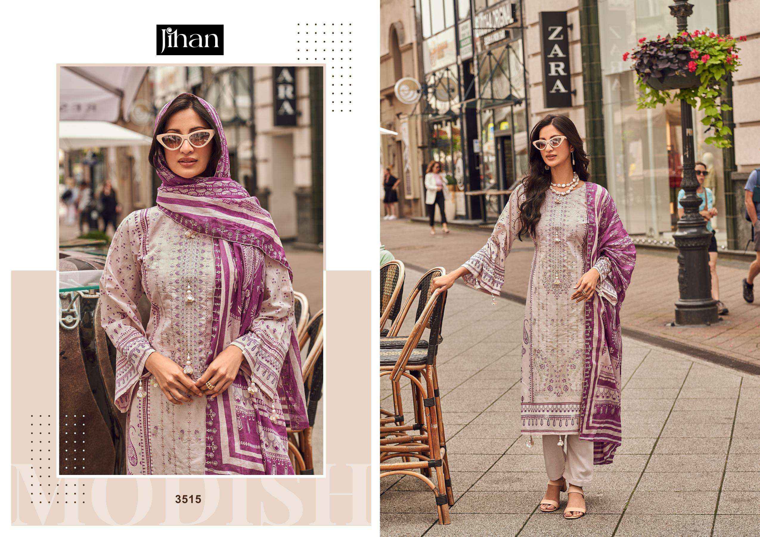 JIHAN BIN SAEED LAWN COLLECTION VOL 14 LAWN COTTON SALWAR KAMEEZ ( 4 PCS CATALOGUE )