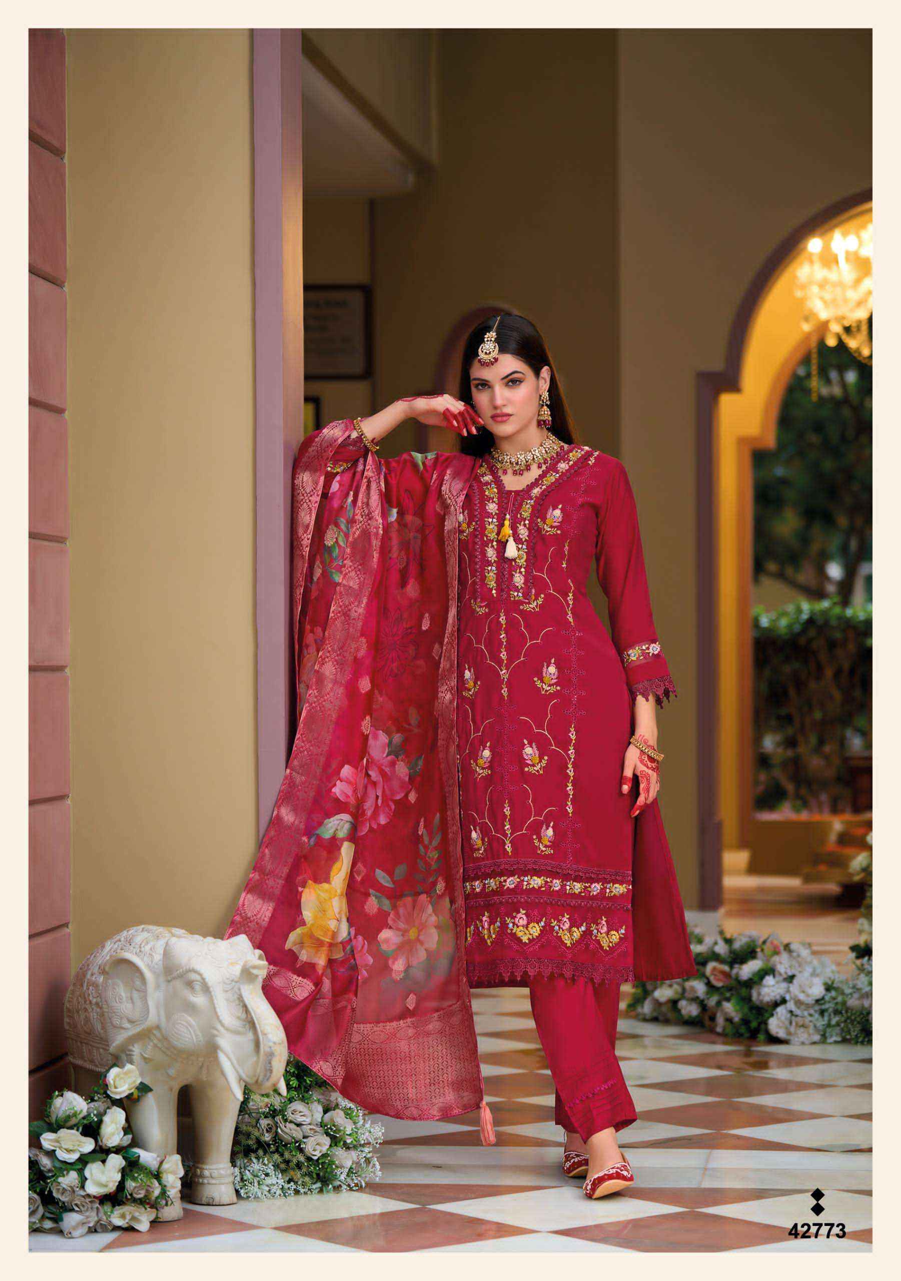 KAILEE FASHION NAQUSH VISCOSE SILK DESIGNER LADIES REDYMADE SUIT WHOLESALE PRICE ( 6 PCS CATALOG )