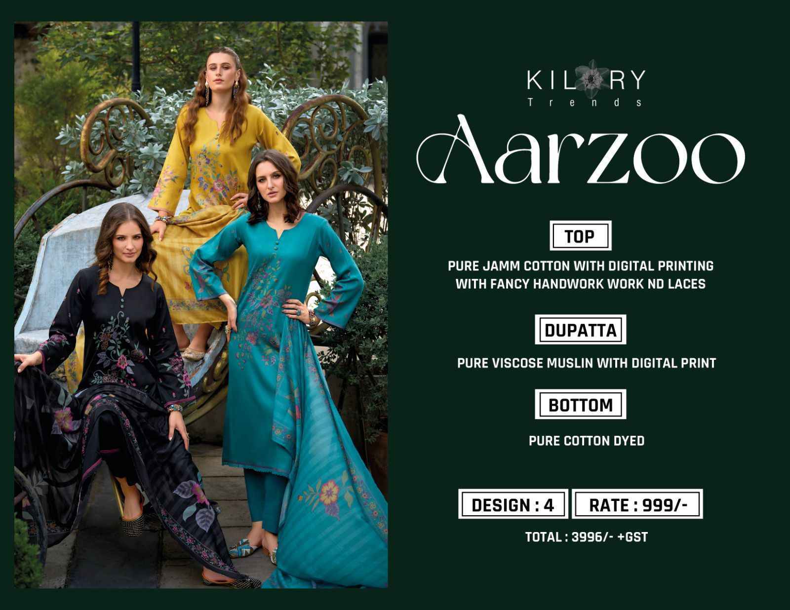 Kilory Trends Aarzoo Jam Cotton Dress Material Wholesale Price ( 4 Pcs Catalog )