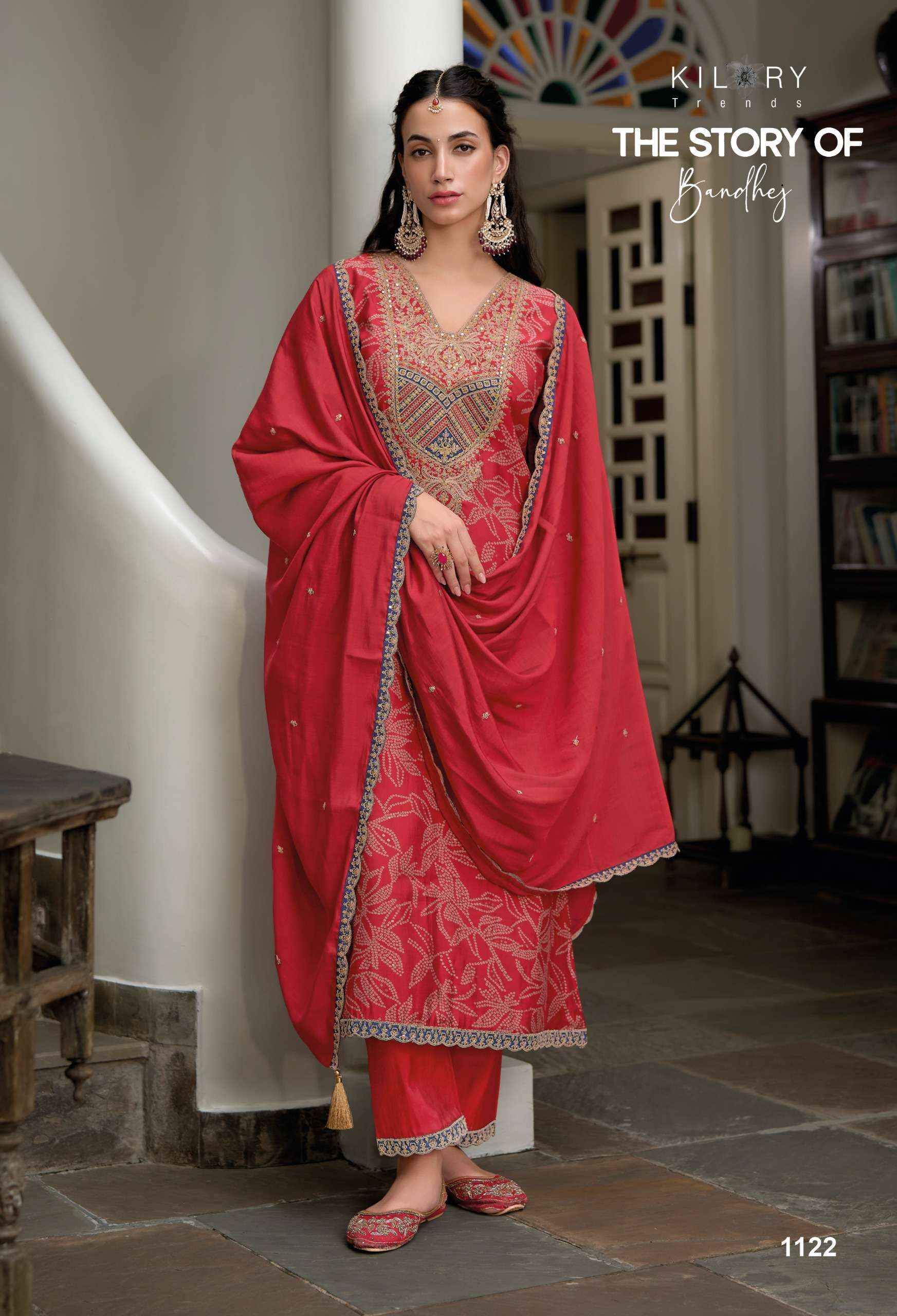 KILORY TRENDZ THE STORY OF BANDHEJ WHOLESALE VISCOSE SILK DRESS MATERIAL ( 8 PCS CATALOGUE )