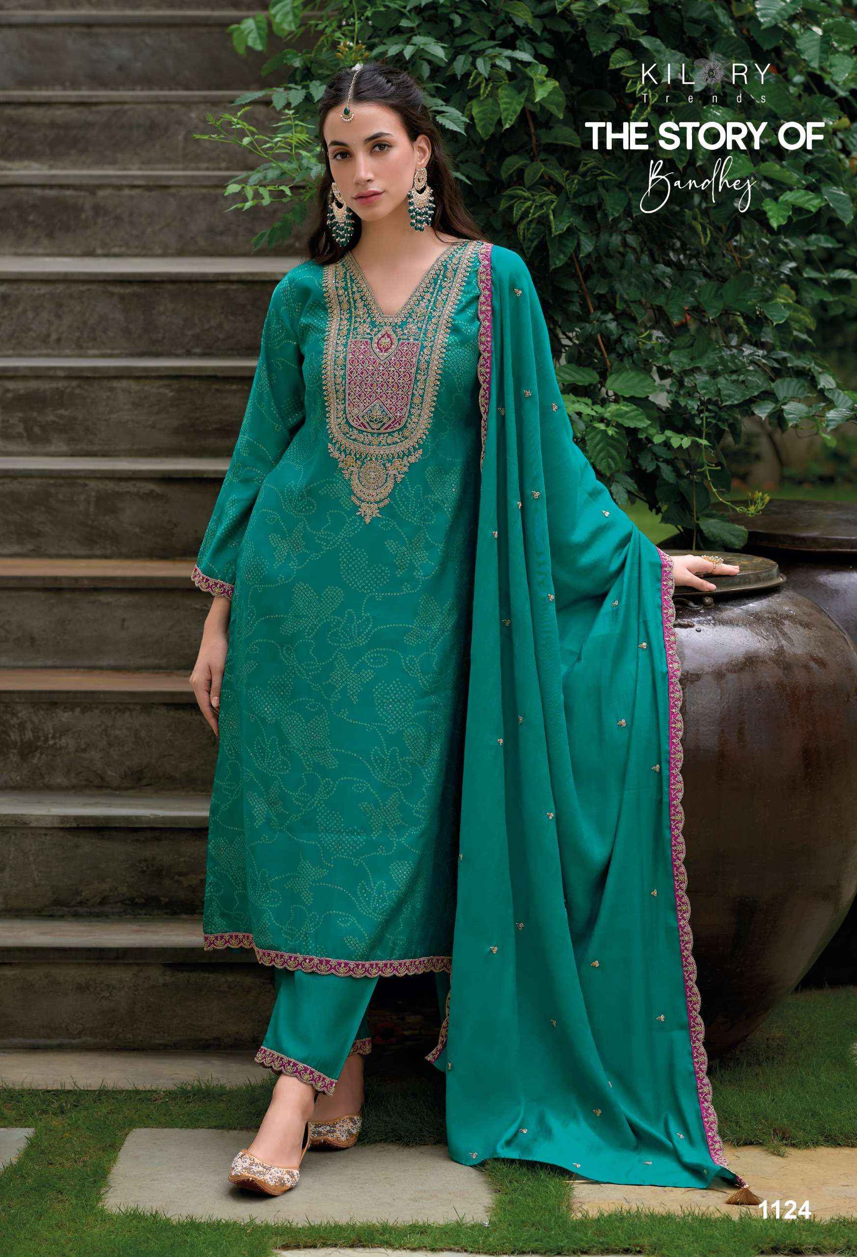 KILORY TRENDZ THE STORY OF BANDHEJ WHOLESALE VISCOSE SILK DRESS MATERIAL ( 8 PCS CATALOGUE )