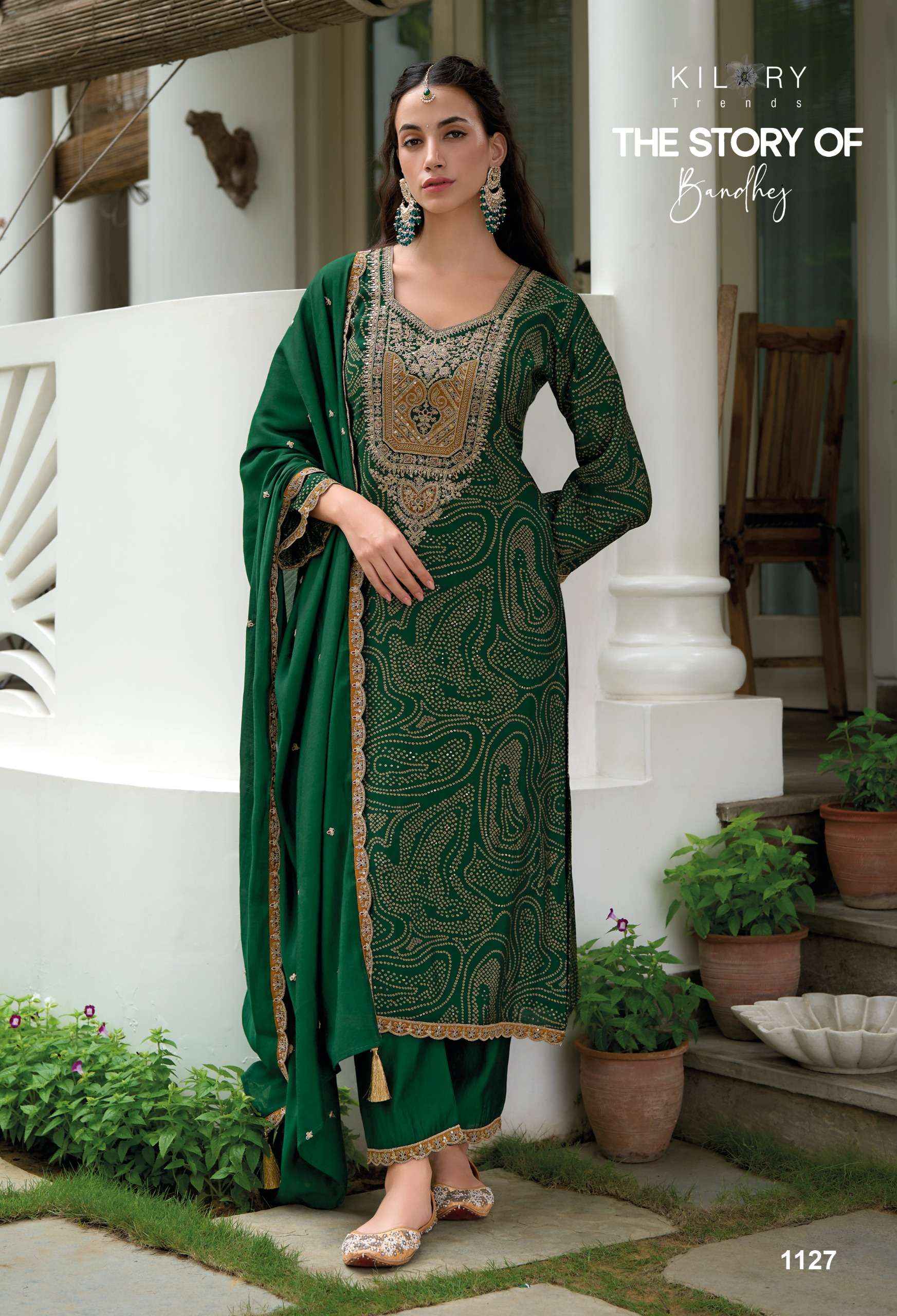 KILORY TRENDZ THE STORY OF BANDHEJ WHOLESALE VISCOSE SILK DRESS MATERIAL ( 8 PCS CATALOGUE )