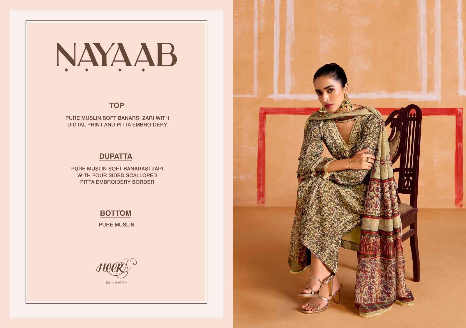 Kimora Heer Nayaab Musline Dress Material Wholesale Price ( 6 Pcs Catalog )