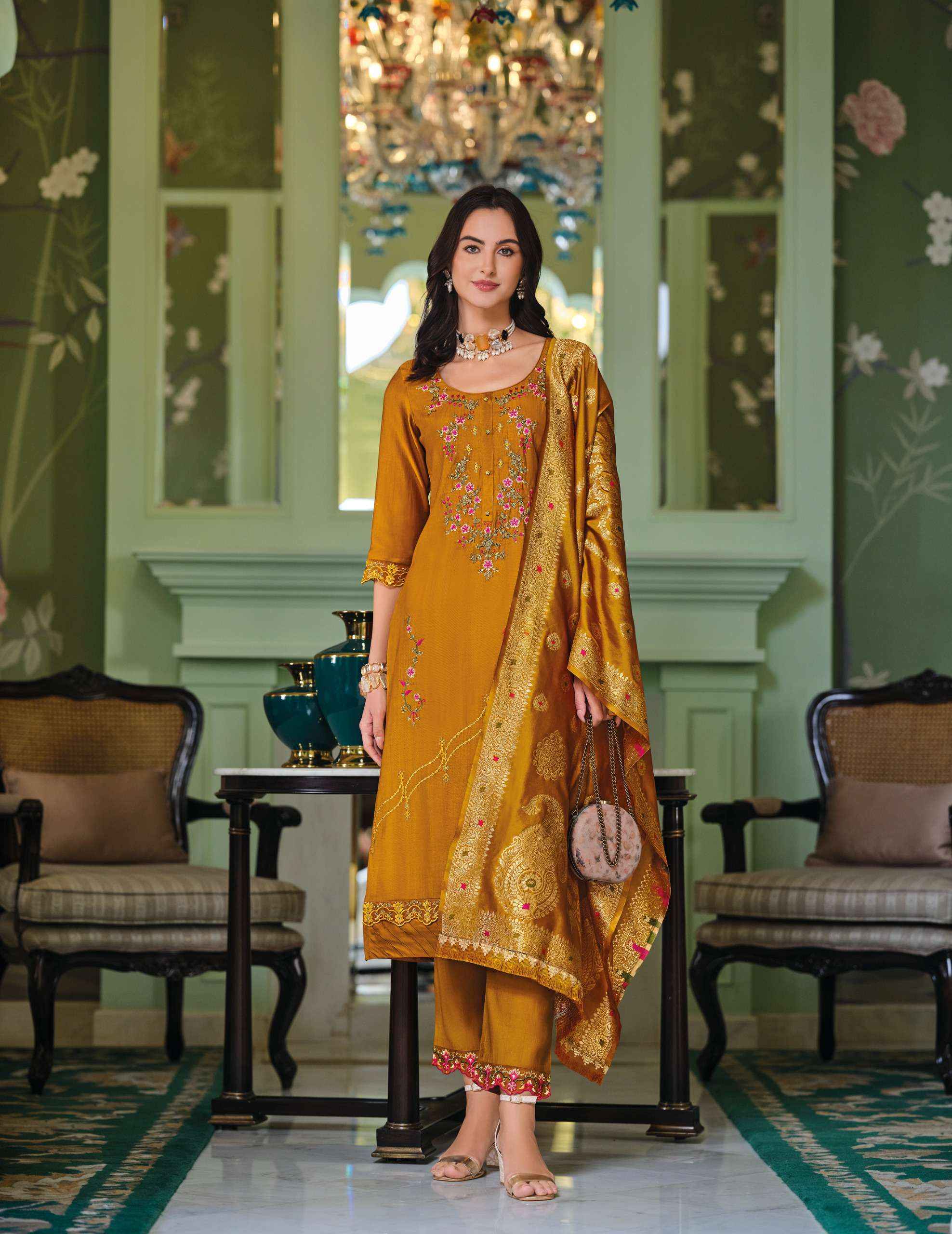 LILY AND LALI HASMEENA VOL 5 VISCOSE DESIGNER WORK SUIT WHOLESALE PRICE ( ^ PCS CATALOG )
