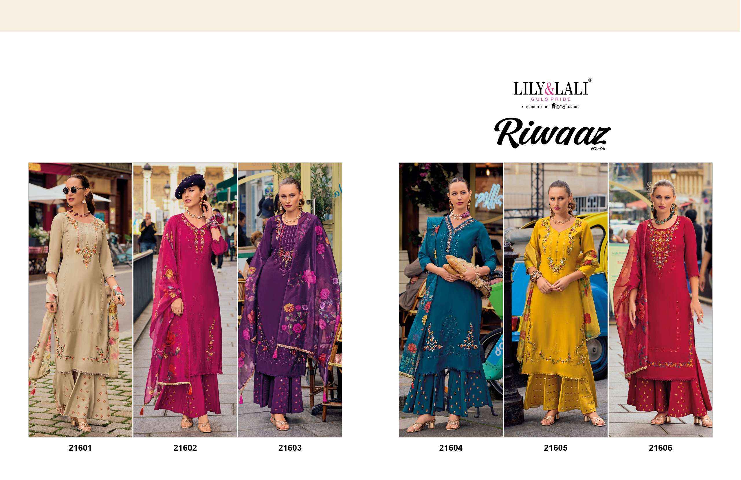 LILY AND LALI RIWAAZ VOL 2 WHOLESALE SILK DESIGNER READYMADE SUITS ( 6 PCS CATALOGUE )