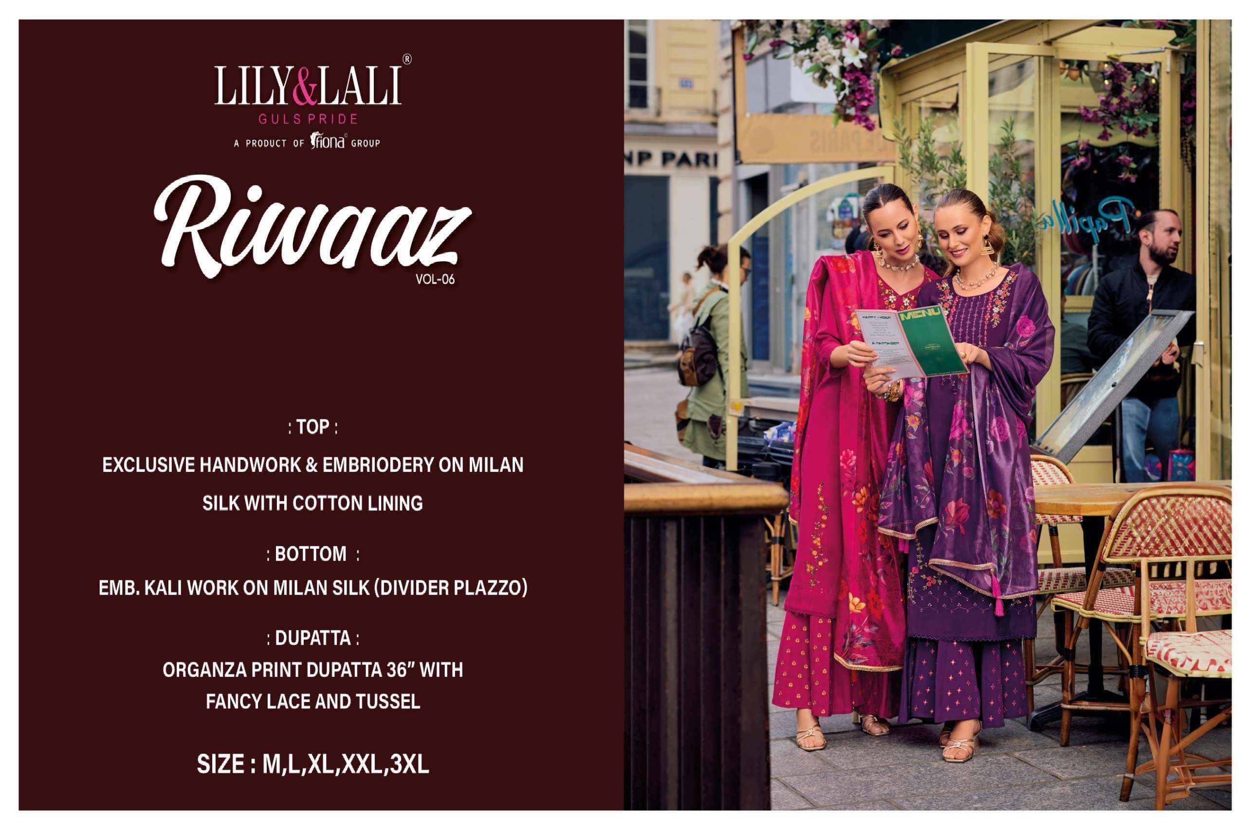 LILY AND LALI RIWAAZ VOL 2 WHOLESALE SILK DESIGNER READYMADE SUITS ( 6 PCS CATALOGUE )
