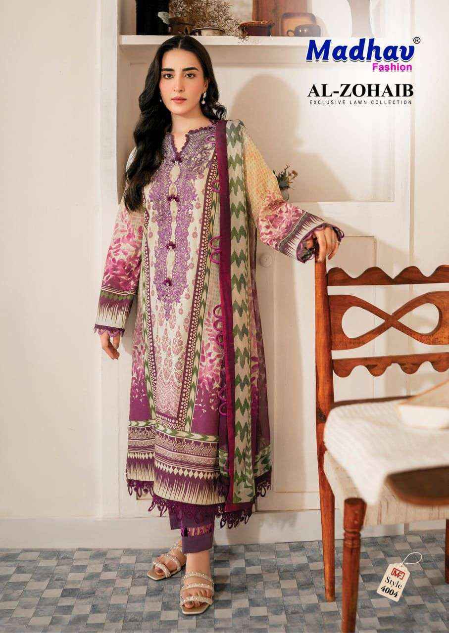 Madhav Fashion Al Zohaib Vol 4 Wholesale Lawn Cotton Dress Material ( 6 pcs Catalogue )