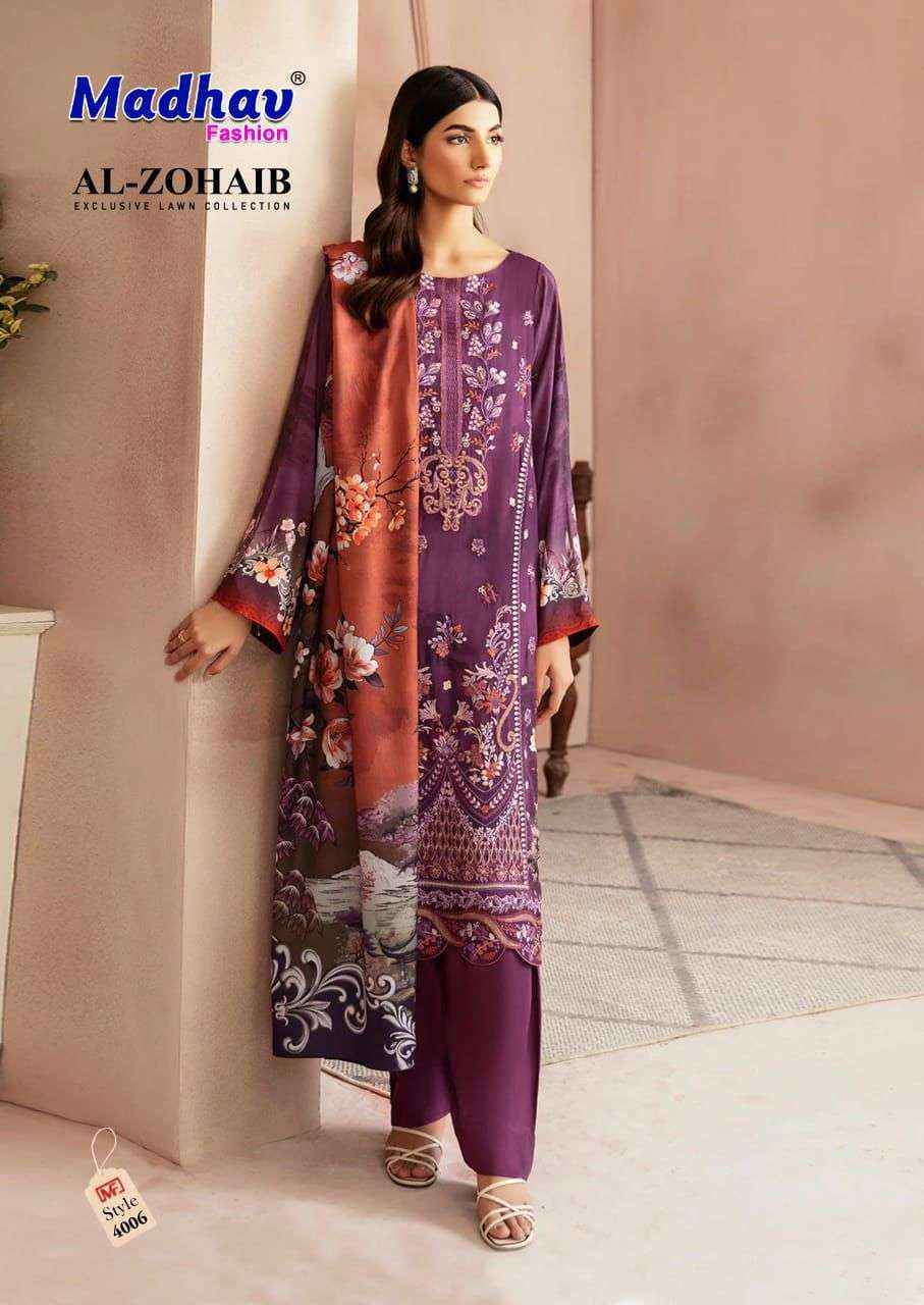Madhav Fashion Al Zohaib Vol 4 Wholesale Lawn Cotton Dress Material ( 6 pcs Catalogue )