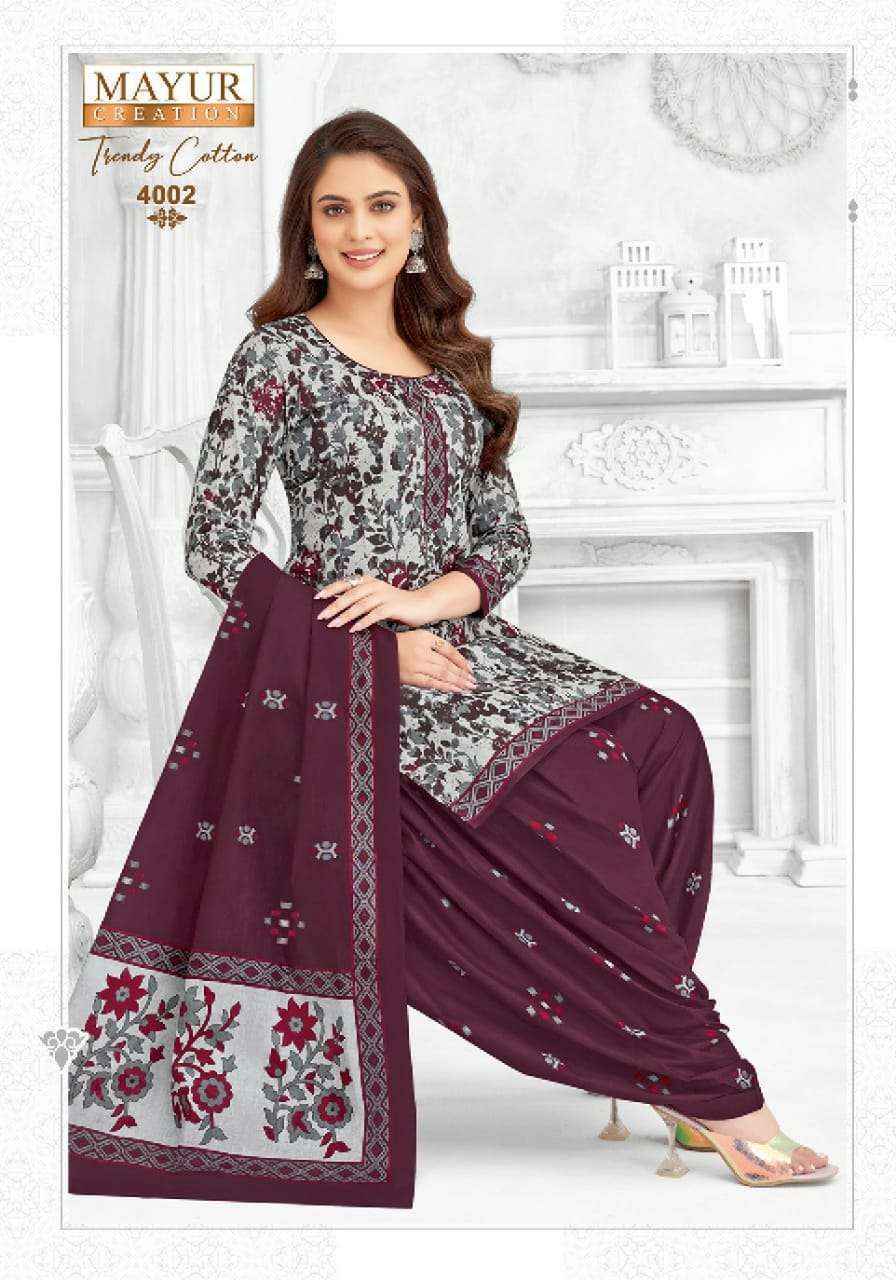 Mayur Creation Trendy Cotton Vol 4 Wholesale Cotton Salwar Suits (10 pcs Catalogue )