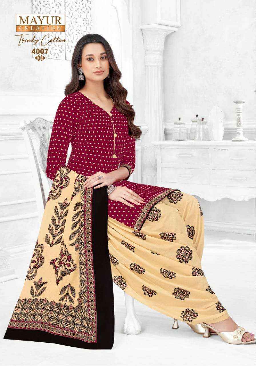Mayur Creation Trendy Cotton Vol 4 Wholesale Cotton Salwar Suits (10 pcs Catalogue )