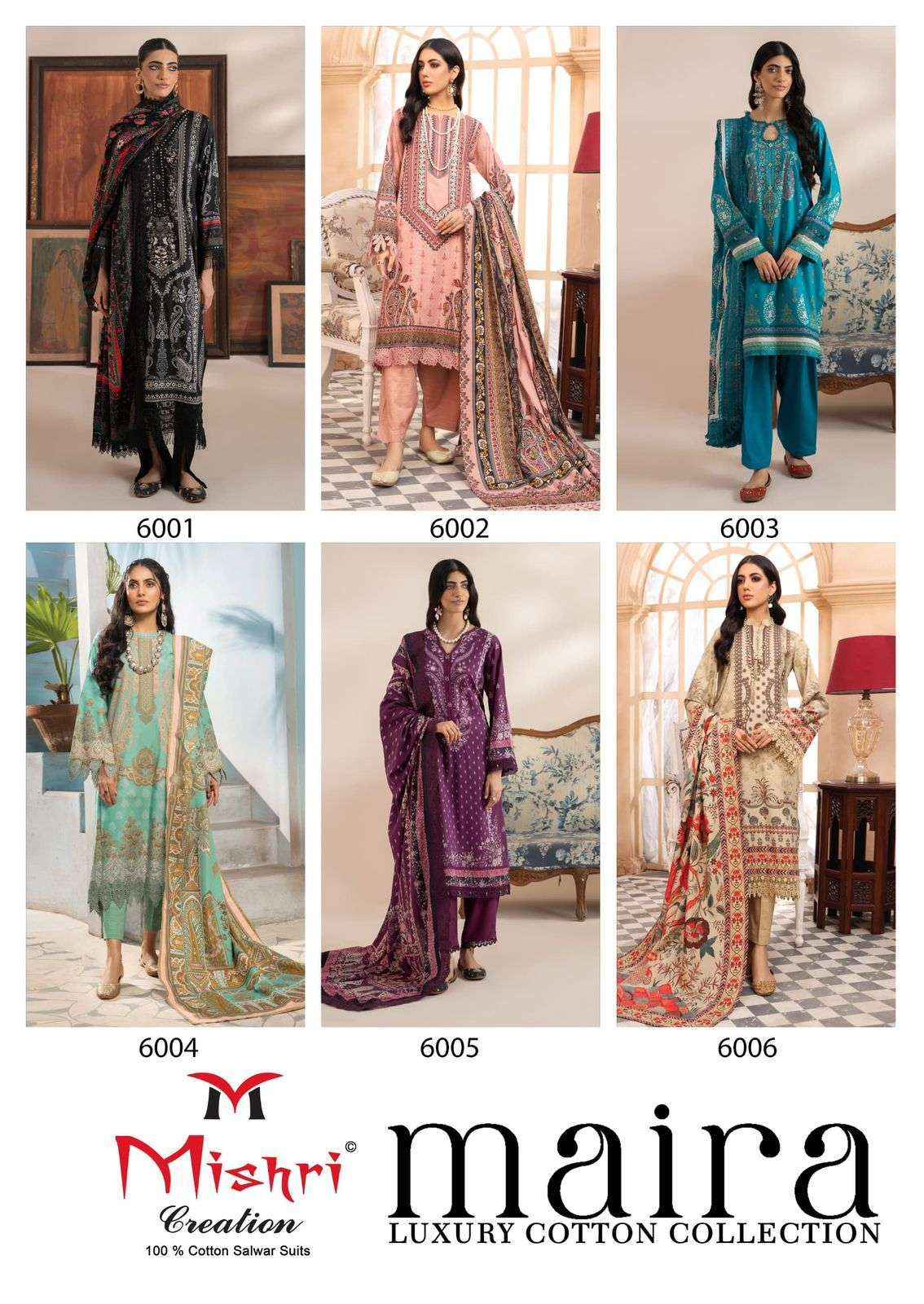 MISHRI CREATION MAIRA VOL 1 COTTON DIGITAL PRINTS SALWAR SUITS ( 6 PCS CATALOGUE )
