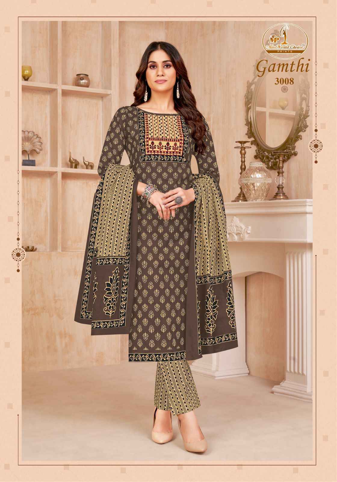 Miss World Choice Gamthi Vol 3 Wholesale Cotton Dress Material (10 pcs Catalogue)