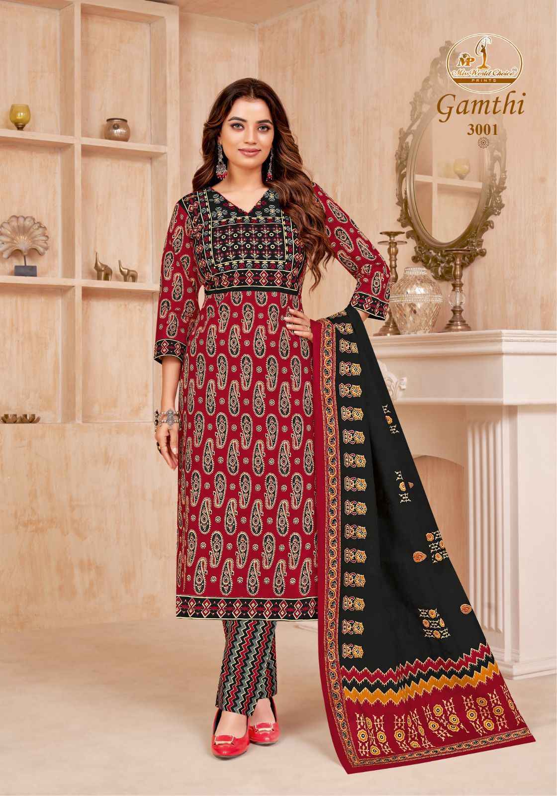 Miss World Choice Gamthi Vol 3 Wholesale Cotton Dress Material (10 pcs Catalogue)