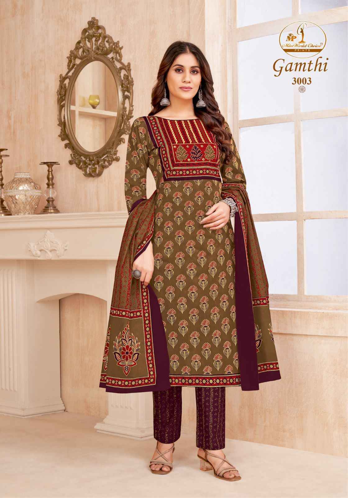 Miss World Choice Gamthi Vol 3 Wholesale Cotton Dress Material (10 pcs Catalogue)
