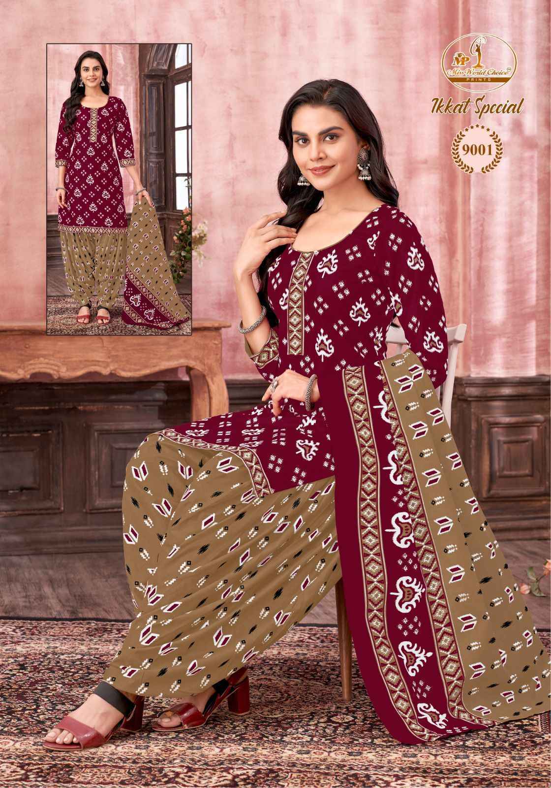 Miss World Choice Ikkat Special Vol 9 Wholesale Cotton Dress Material (10 pcs Catalogue )