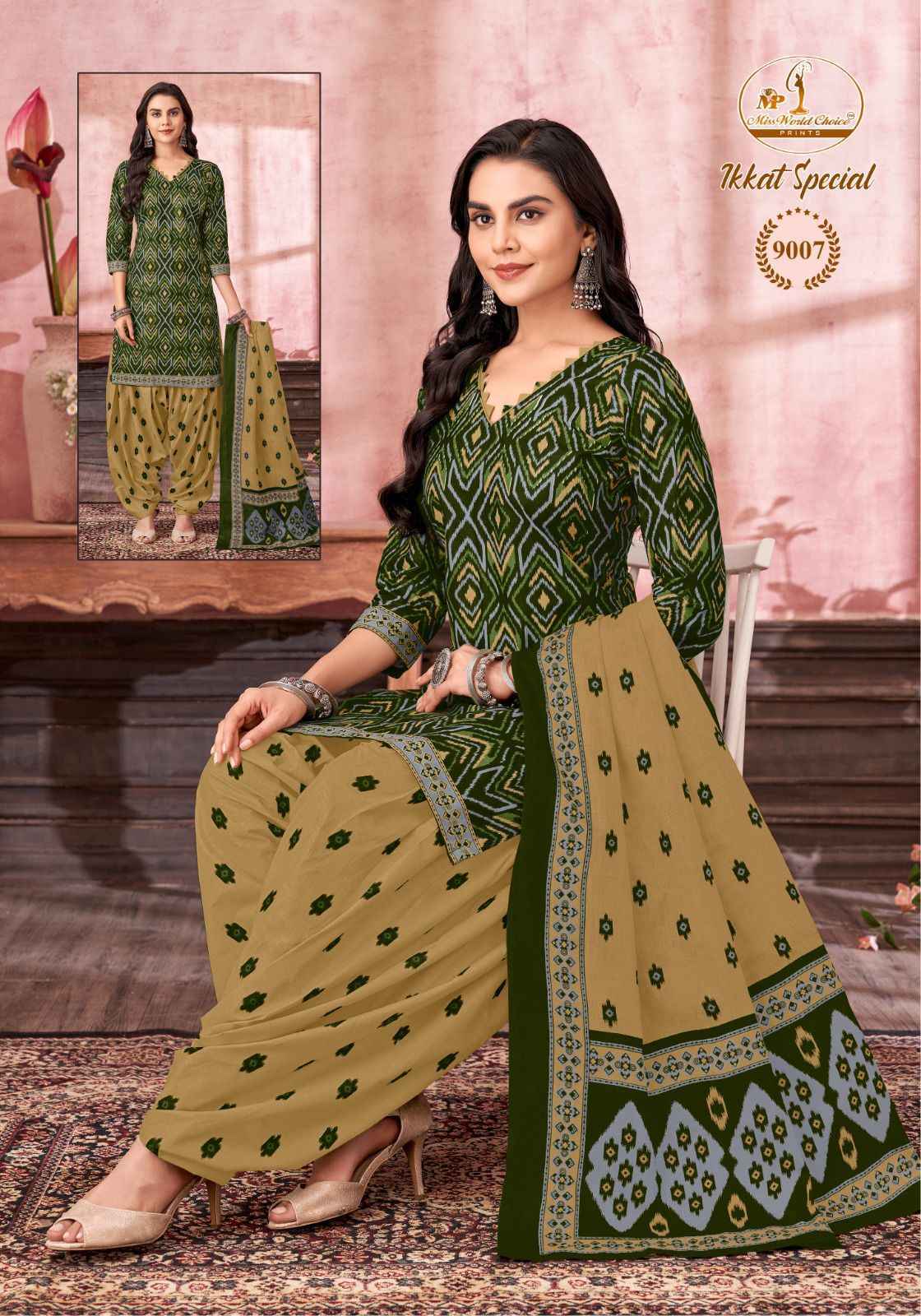 Miss World Choice Ikkat Special Vol 9 Wholesale Cotton Dress Material (10 pcs Catalogue )