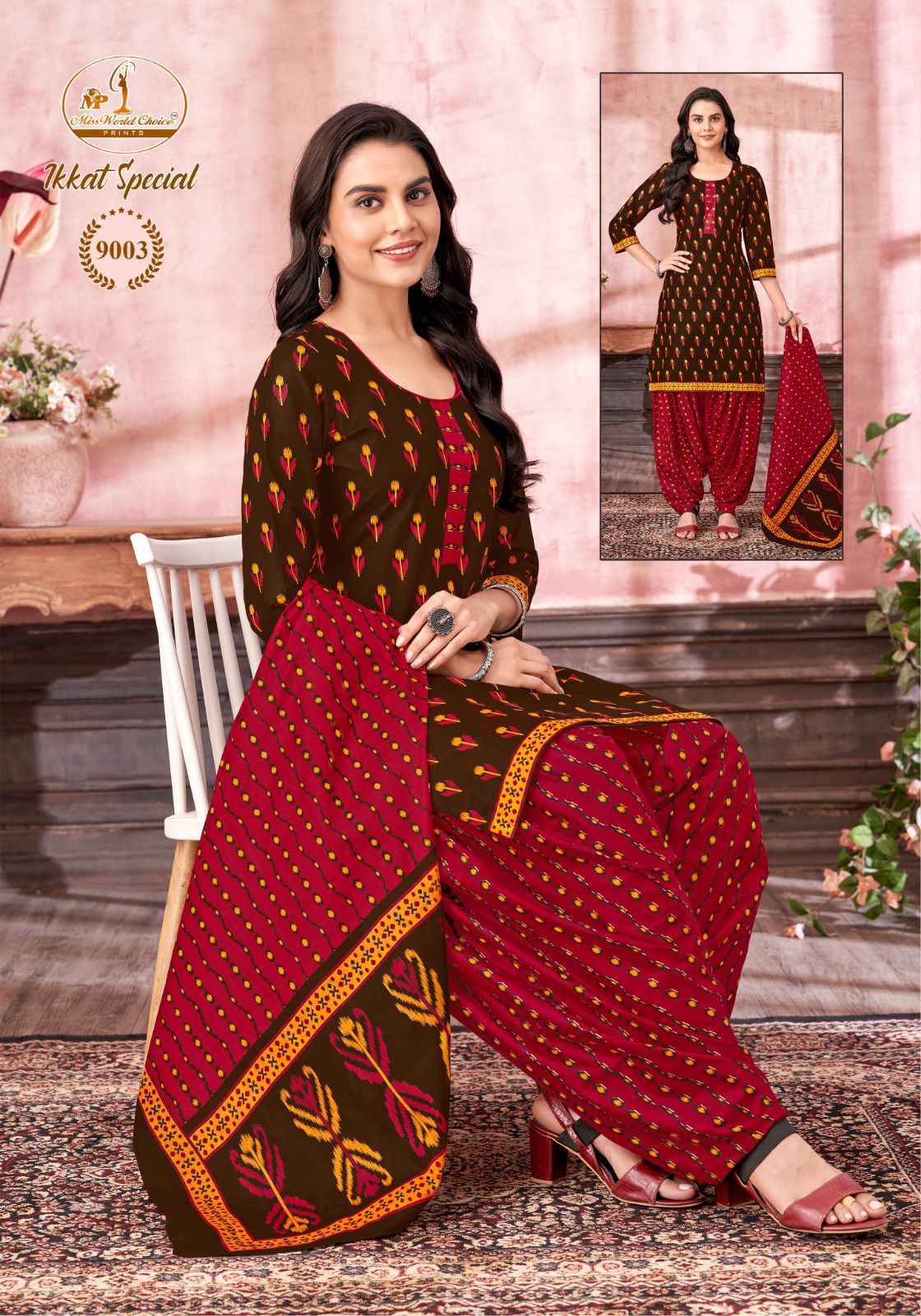 Miss World Choice Ikkat Special Vol 9 Wholesale Cotton Dress Material (10 pcs Catalogue )