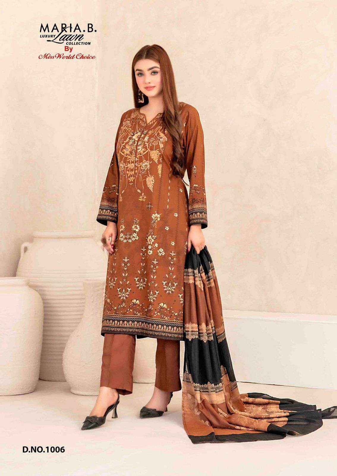 MISS WORLD CHOICE MARIA B VOL 1 WHOLESALE LAWN COTTON KARACHI SUITS ( 6 PCS CATALOG )