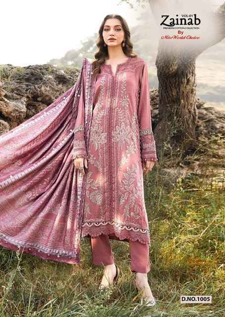 Miss World Choice Zainab Vol 1 Lawn Cotton Dress Material Wholesale Price ( 6 Pcs Catalog )